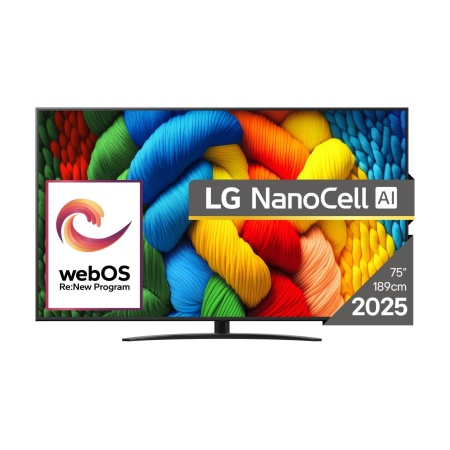 TV Set LG 75" 4K/Smart 3840x2160 Wireless LAN Bluetooth webOS Black 75NANO81A3A