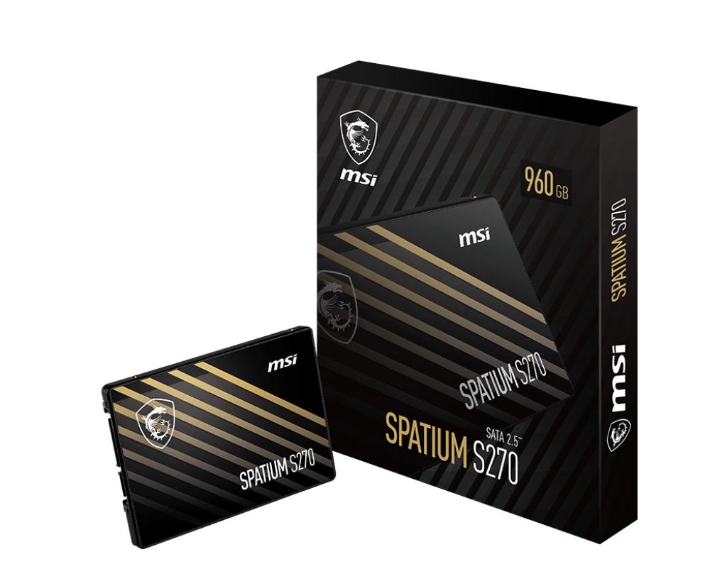 SSD MSI SPATIUM S270 960GB SATA 3D NAND Write speed 450 MBytes/sec Read speed 500 MBytes/sec 2,5" TBW 500 TB MTBF 2000000 hours S78-440P130-P83