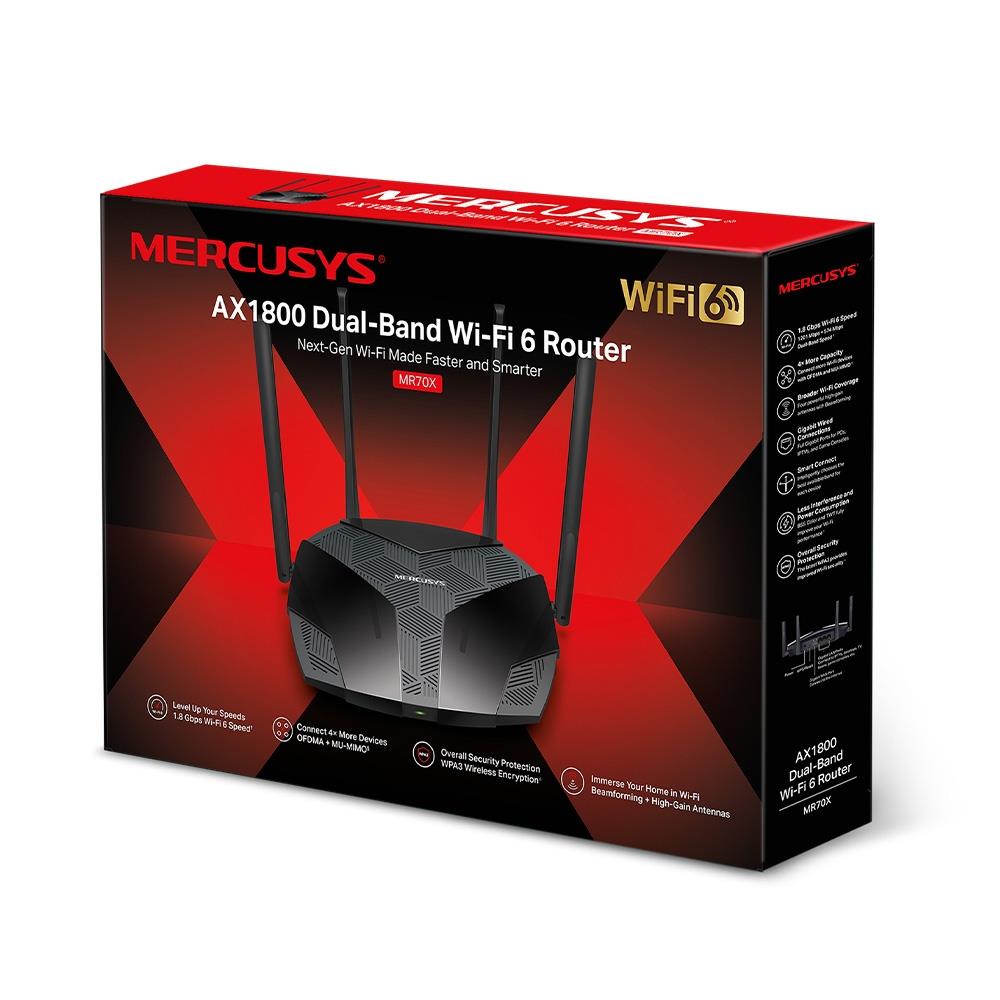 Wireless Router MERCUSYS MR70X Wi-Fi 6 (802.11ax) Data speed 1800 Mbit/s Ethernet WAN Yes WAN connection type RJ-45 Ethernet LAN Yes 3xLAN ports MR70X - Image 8