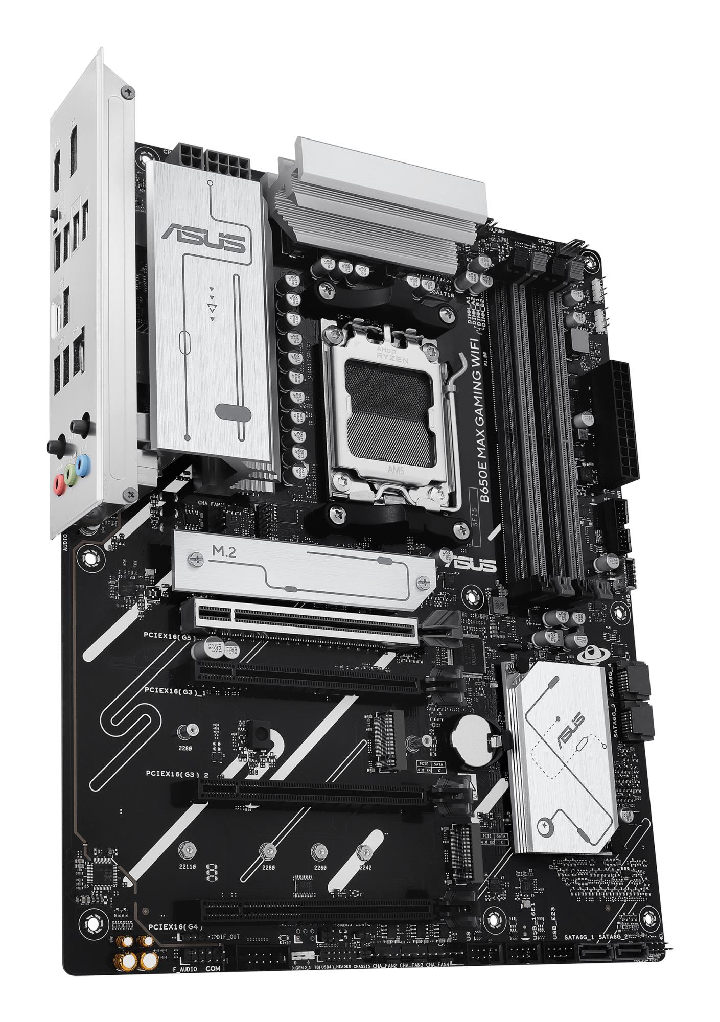 Mainboard ASUS AMD B650 SAM5 ATX Memory DDR5 Memory slots 4 2xPCI-Express 3.0 16x 1xPCI-Express 4.0 16x 1xPCI-Express 5.0 16x 3xM.2 1xHDMI 1xDisplayPort 2xUSB 2.0 5xUSB 3.2 1xUSB-C 1xRJ45 3xAudio port B650EMAXGAMINGWIFI - Image 4
