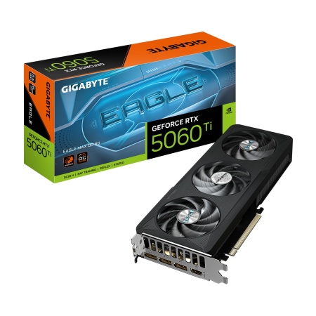 Graphics Card GIGABYTE NVIDIA GeForce RTX 5060 Ti 2617 MHz 8 GB GDDR7 128 bit PCI Express 5.0 Active GV-N506TEAGLEMAXOC-8GD