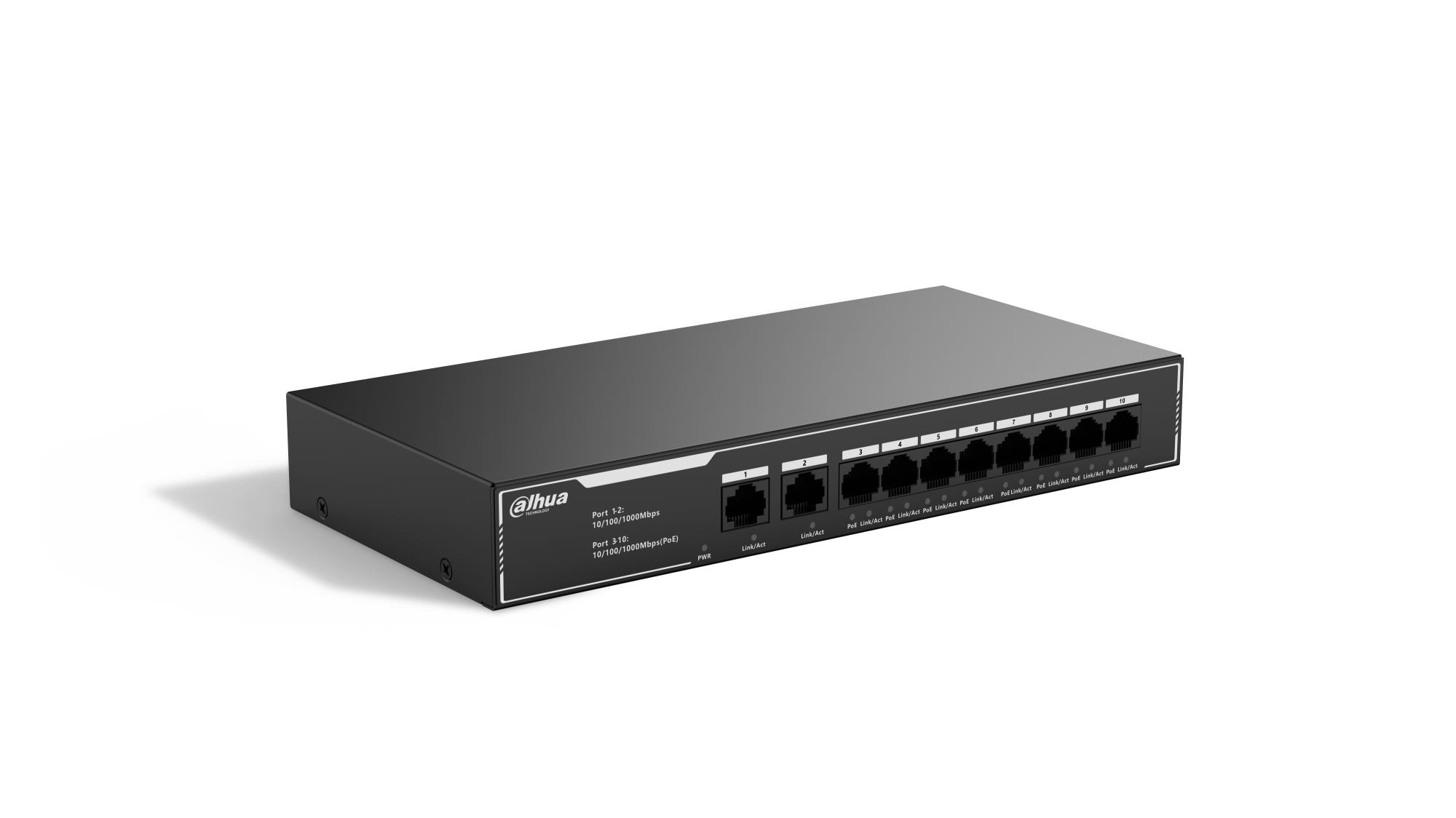 Switch DAHUA 10-Port Economical Gigabit PoE Switch with 8-Port PoE Type L2 SG1010LP - Image 2