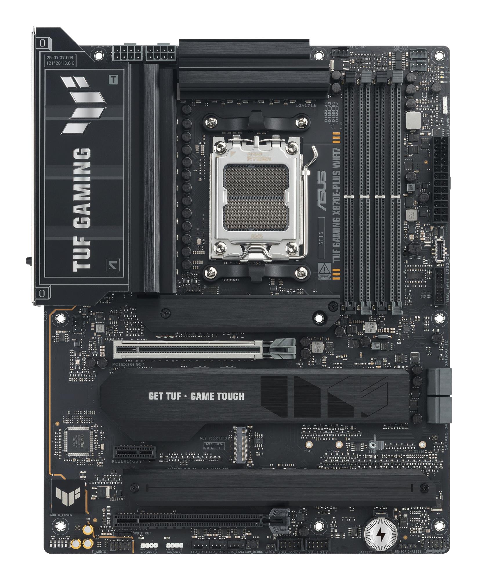 Mainboard ASUS AMD X870E SAM5 ATX Memory DDR5 Memory slots 4 1xPCI-Express 3.0 1x 1xPCI-Express 4.0 16x 1xPCI-Express 5.0 16x 4xM.2 1xHDMI 4xUSB 2.0 7xUSB 3.2 2xUSB-C 1xRJ45 3xAudio port TUFGAMX870E-PLUSWIFI7