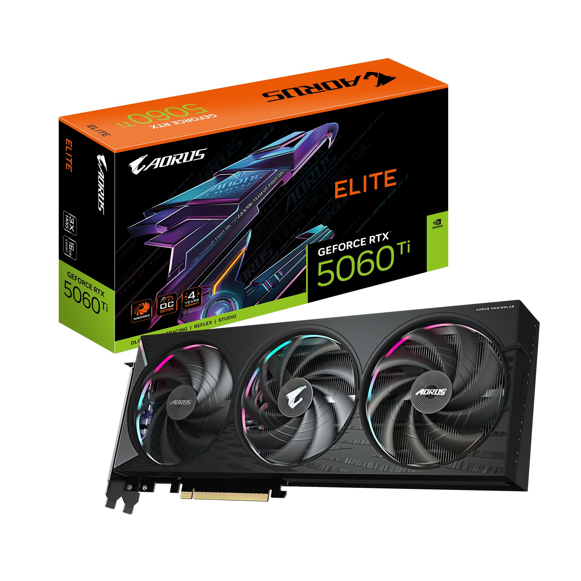 Graphics Card GIGABYTE NVIDIA GeForce RTX 5060 Ti 16 GB GDDR7 128 bit PCIE 5.0 16x GPU 2722 MHz Triple slot Fansink 1xHDMI 3xDisplayPort GV-N506TAORUSE-16GD1.0