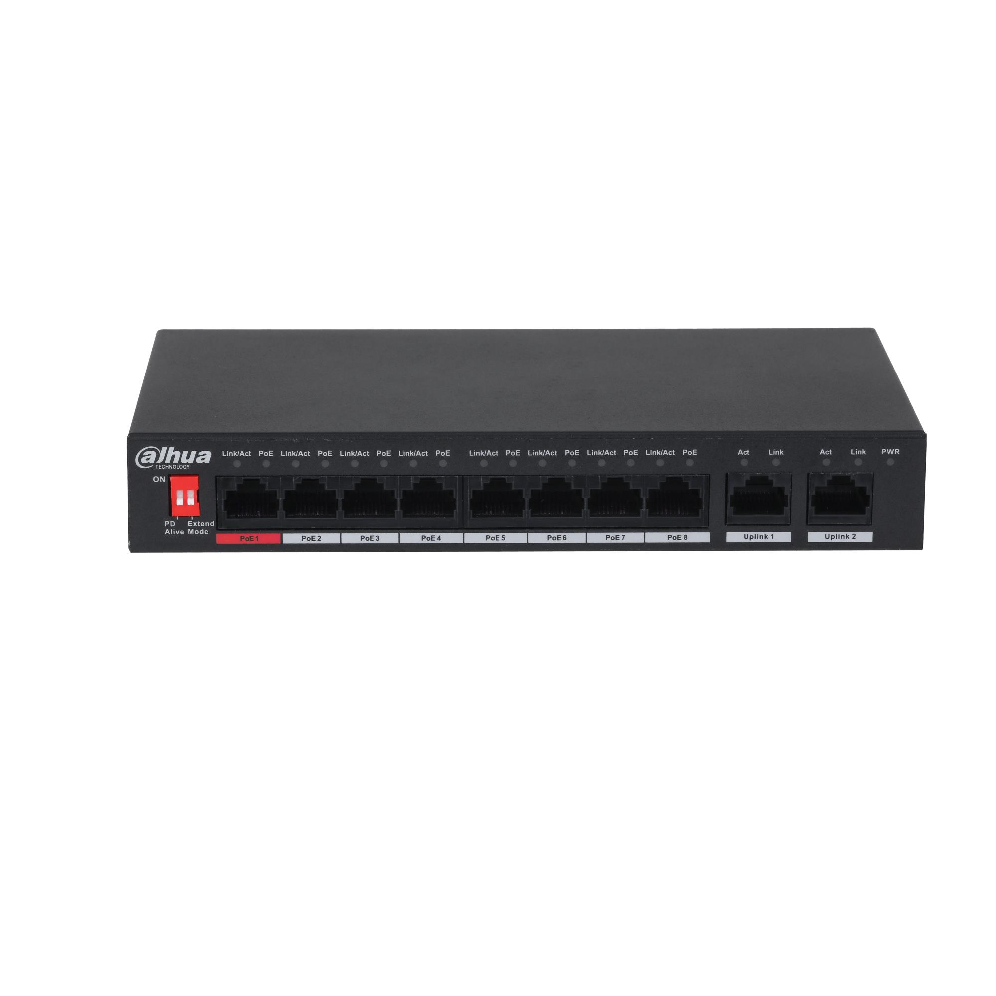 Switch DAHUA PFS3010-8ET-96-V2 Desktop/pedestal PoE ports 8 96 Watts DH-PFS3010-8ET-96-V2 - Image 2