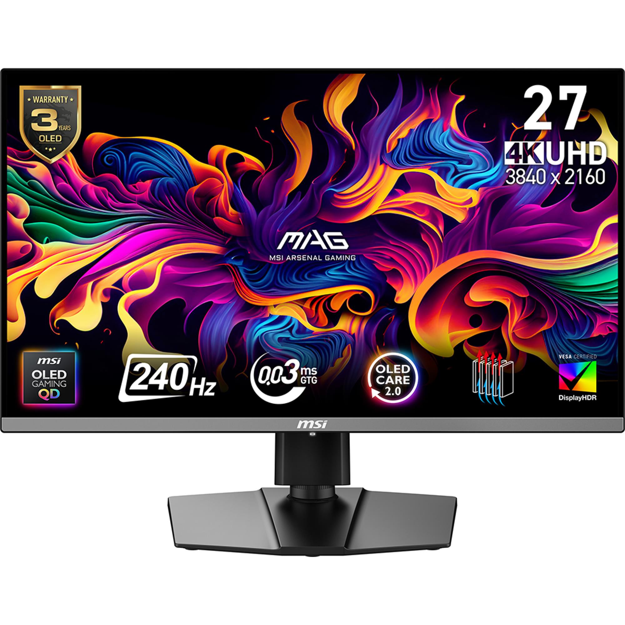 Monitor MSI 26.5 " 3840 x 2160 pixels 4K Ultra HD Native aspect ratio 16:9 QD-OLED MAG272UPQD-OLEDX24