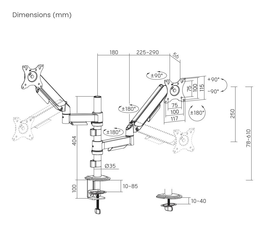 DISPLAY ACC MOUNTING ARM/17-32" MA-DA2P-02 GEMBIRD - Image 6