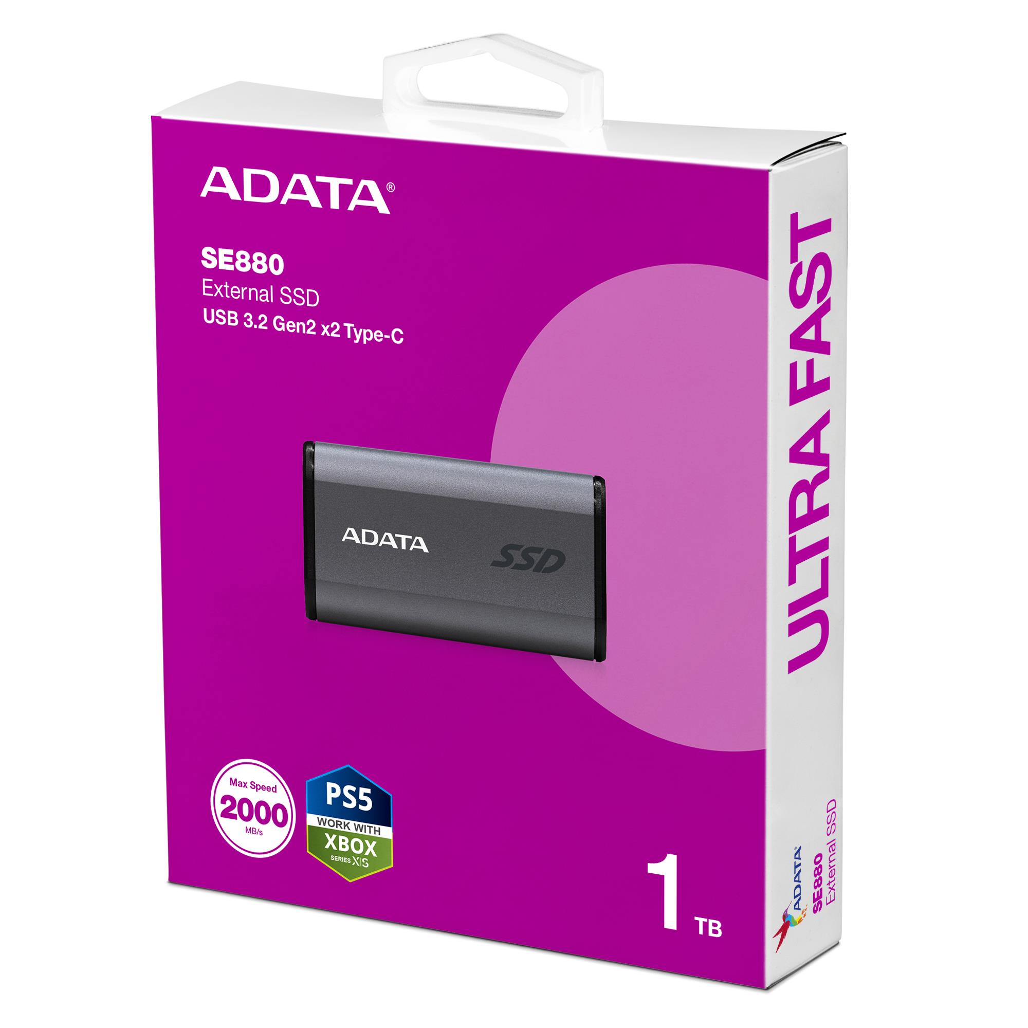 External SSD ADATA SE880 1TB USB-C Write speed 2000 MBytes/sec Read speed 2000 MBytes/sec AELI-SE880-1TCGY - Image 6
