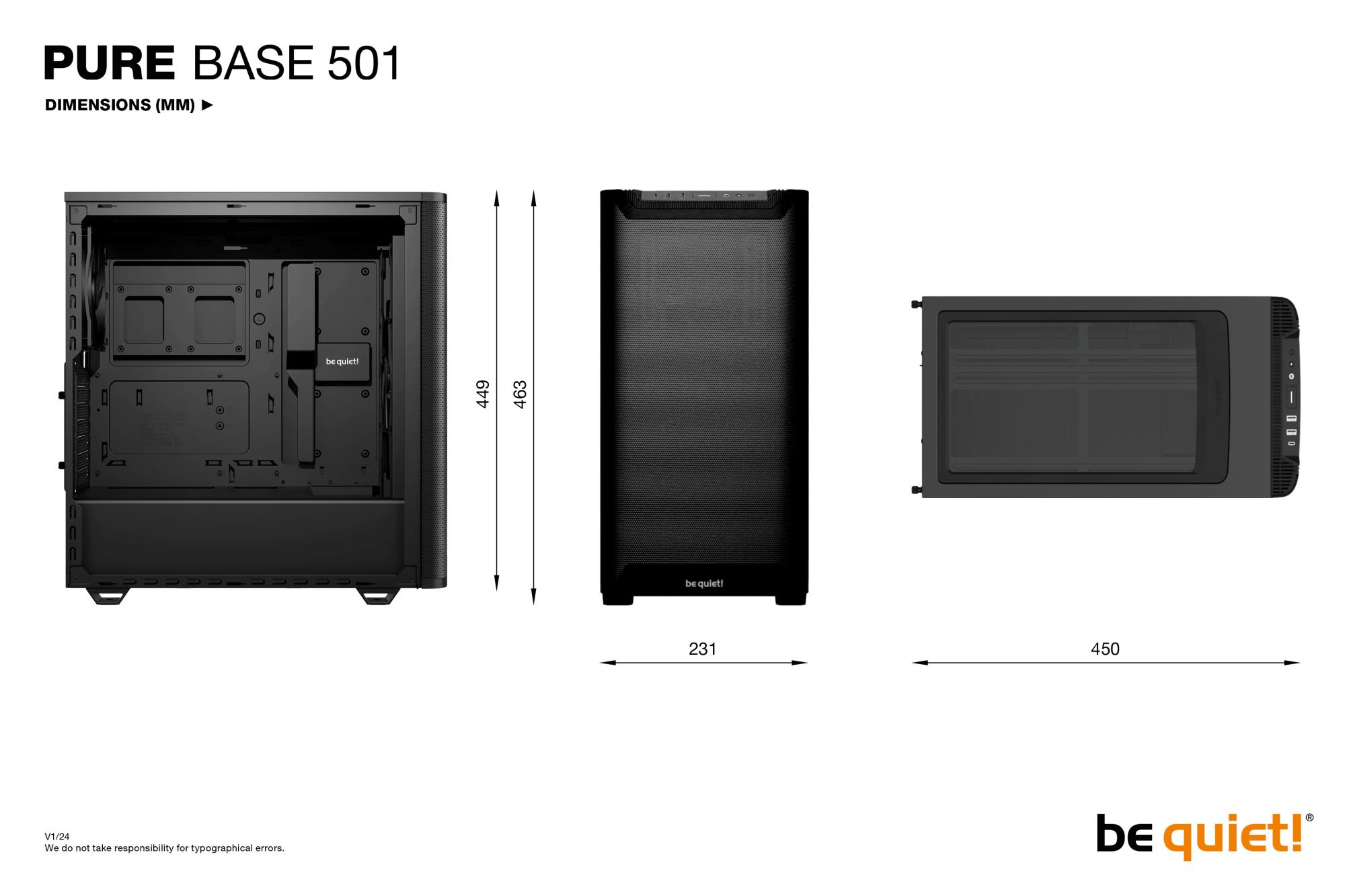 Case BE QUIET PURE BASE 501 MidiTower Not included ATX MicroATX MiniITX Colour Black BG074 - Image 8