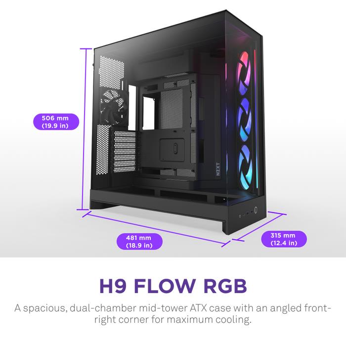 Case NZXT ATX/micro ATX/Mini-ITX/EATX Black Midi Tower PC CM-H92FB-R1 - Image 2