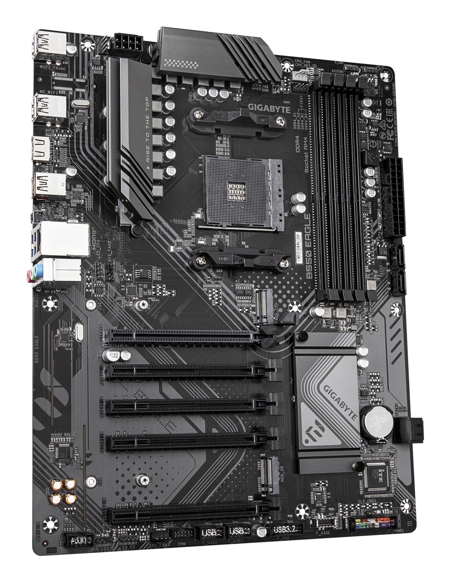 Mainboard GIGABYTE AMD B550 SAM4 ATX Memory DDR4 Memory slots 4 4xPCI-Express 3.0 1x 1xPCI-Express 4.0 16x 2xM.2 1xHDMI 4xUSB 2.0 1xUSB 3.2 type B 2xUSB 3.2 1xUSB-C 1xRJ45 3xAudio port B550EAGLE1.0 - Image 7