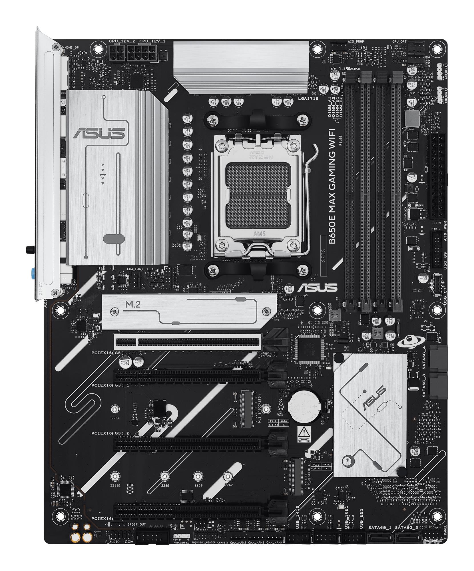Mainboard ASUS AMD B650 SAM5 ATX Memory DDR5 Memory slots 4 2xPCI-Express 3.0 16x 1xPCI-Express 4.0 16x 1xPCI-Express 5.0 16x 3xM.2 1xHDMI 1xDisplayPort 2xUSB 2.0 5xUSB 3.2 1xUSB-C 1xRJ45 3xAudio port B650EMAXGAMINGWIFI - Image 12