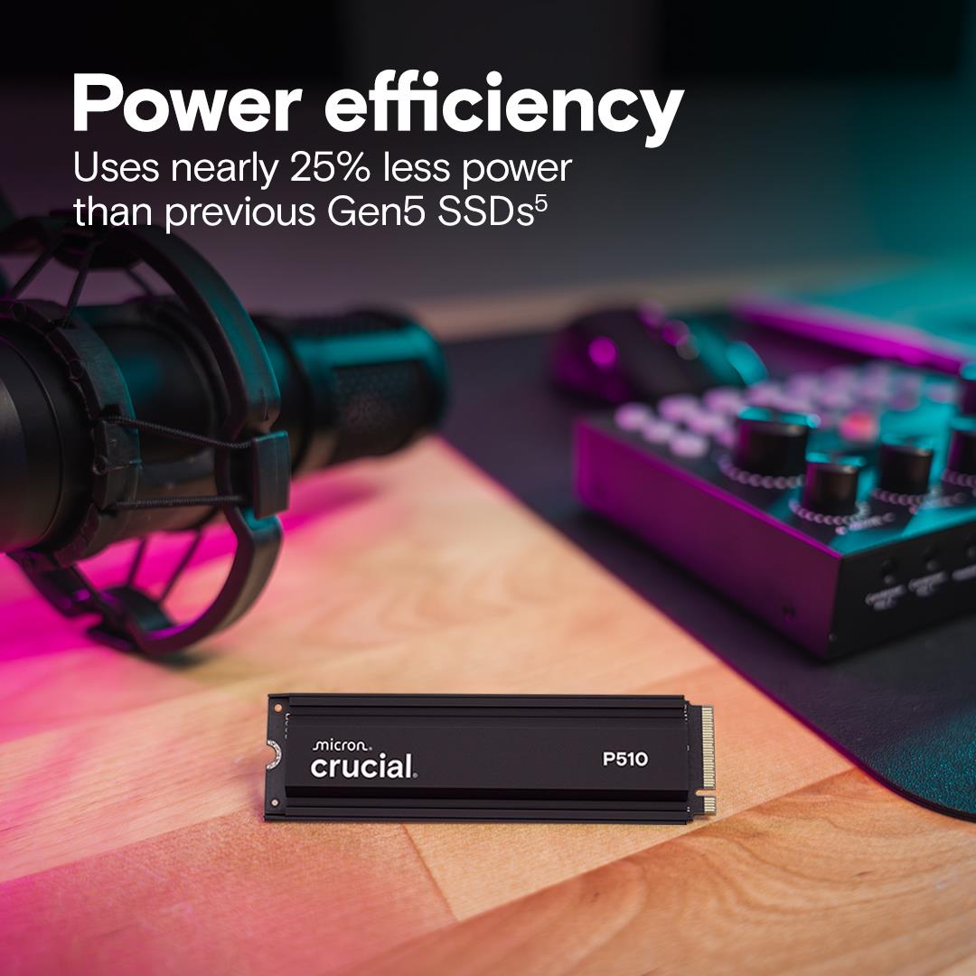 SSD CRUCIAL P510 2TB M.2 PCIe Gen5 NVMe TLC Write speed 8700 MBytes/sec Read speed 10000 MBytes/sec TBW 1200 TB CT2000P510SSD5 - Image 5