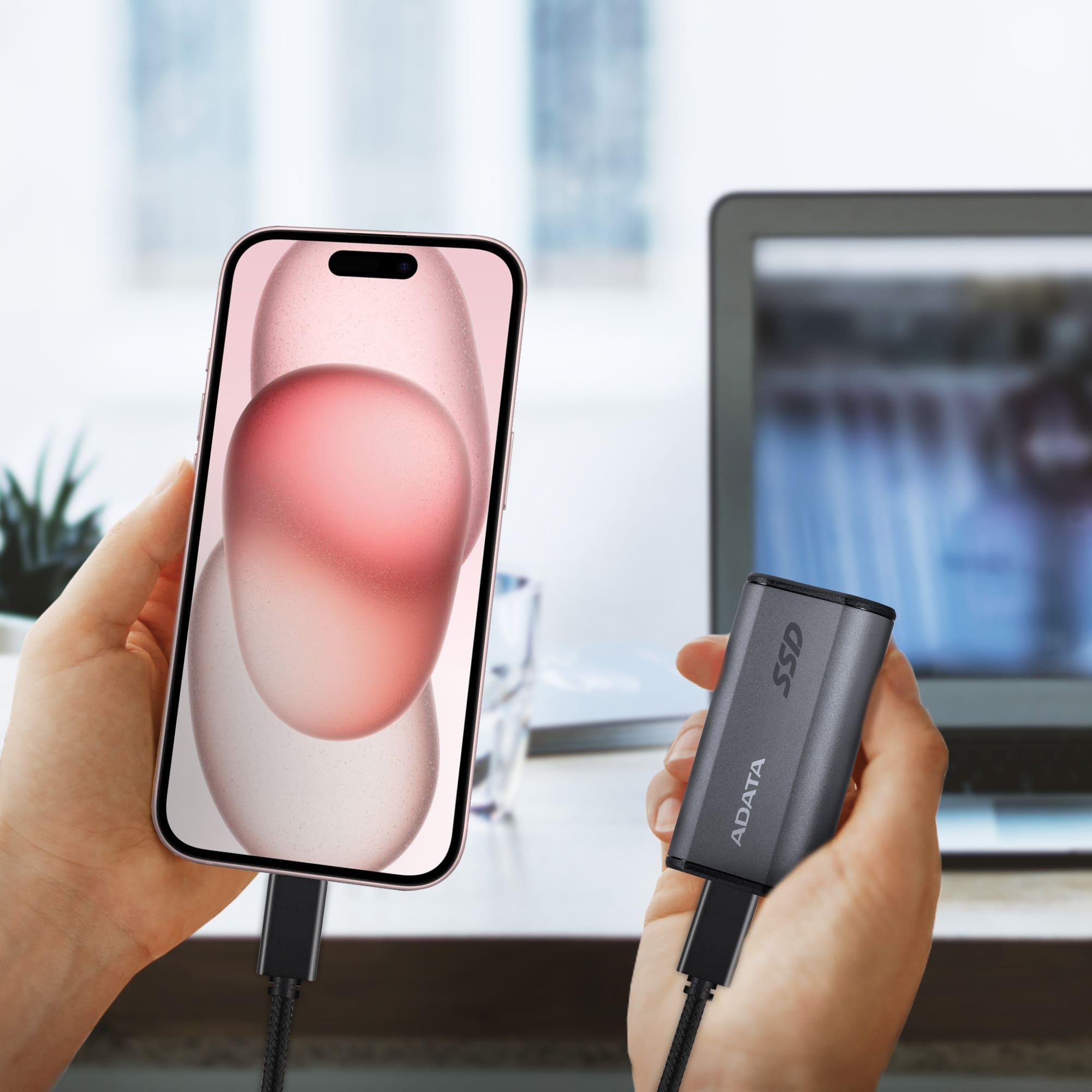 External SSD ADATA SE880 1TB USB-C Write speed 2000 MBytes/sec Read speed 2000 MBytes/sec AELI-SE880-1TCGY - Image 8