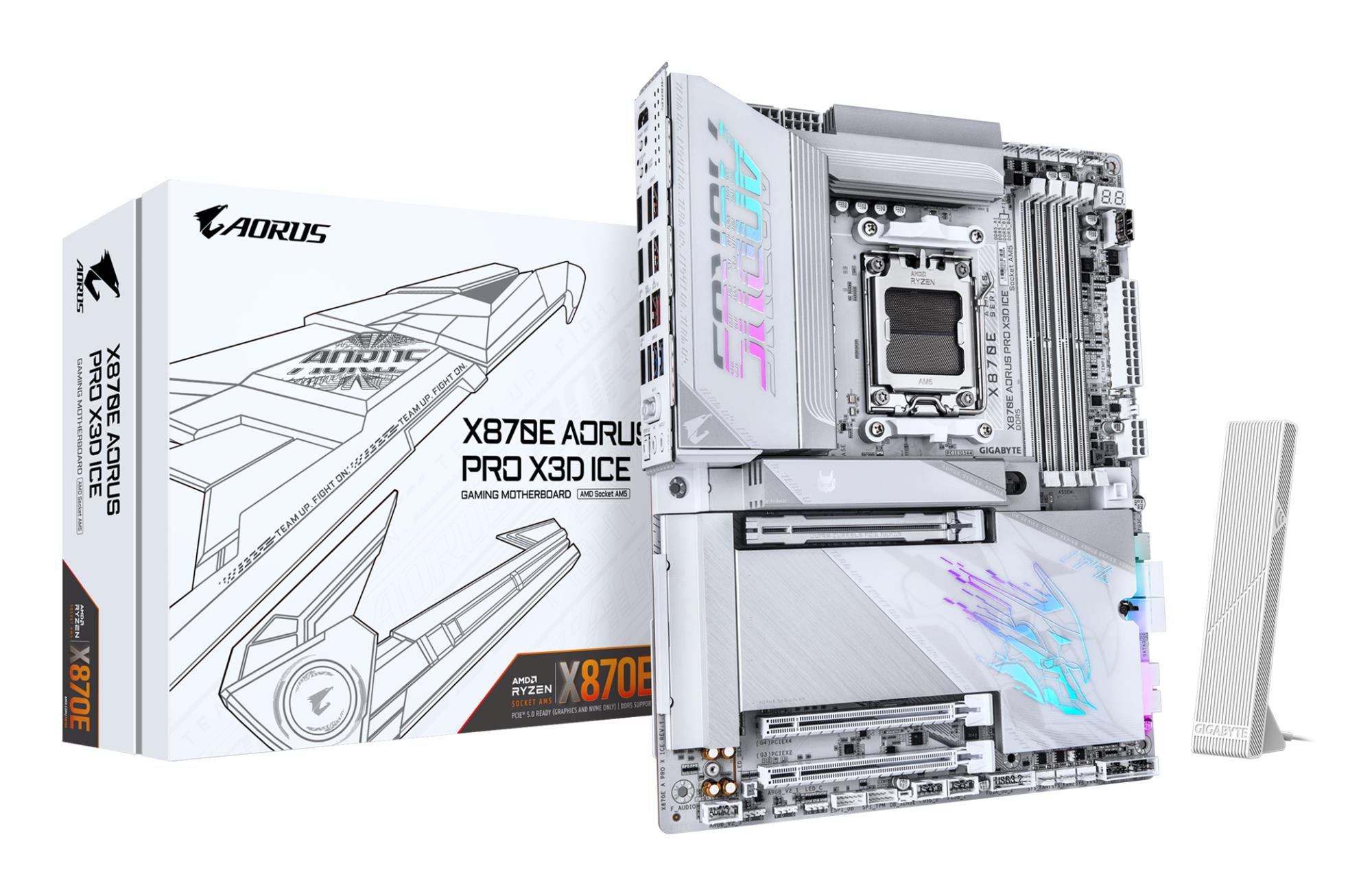 Mainboard GIGABYTE AMD X870E Socket AM5 ATX RAM DDR5-SDRAM 4xSlots Wi-Fi Yes Bluetooth Yes 4xNumber of M.2 (M) slots X870E A PRO X ICE X870EAPROXICE - Image 2