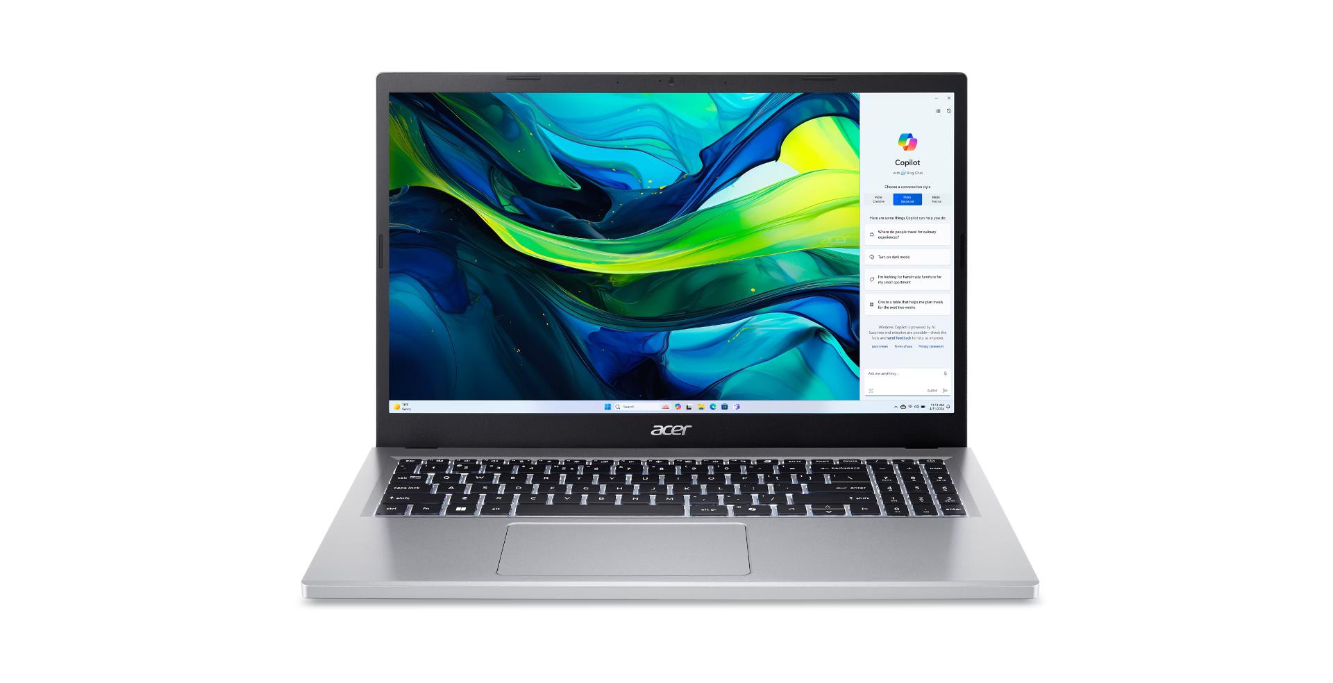 Notebook ACER Aspire Go 15 CPU Intel Core 3 N355 15.6 " 1920 x 1080 pixels RAM 16 GB DDR5-SDRAM SSD 512 GB Discrete graphics Not available On-board graphics Yes Keyboard language English OS installed Windows 11 Home Colour Silver Weight 1.73 kg NX.J46EL.001 - Image 2