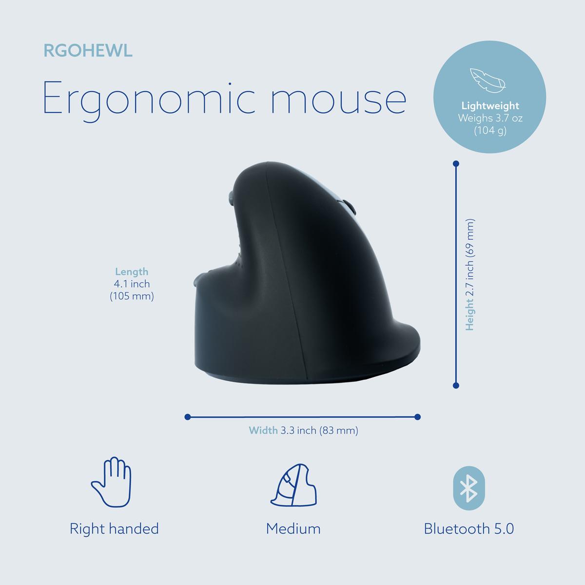MOUSE USB OPTICAL WRL/RIGHT BLACK RGOHEWL R-GO TOOLS - Image 21