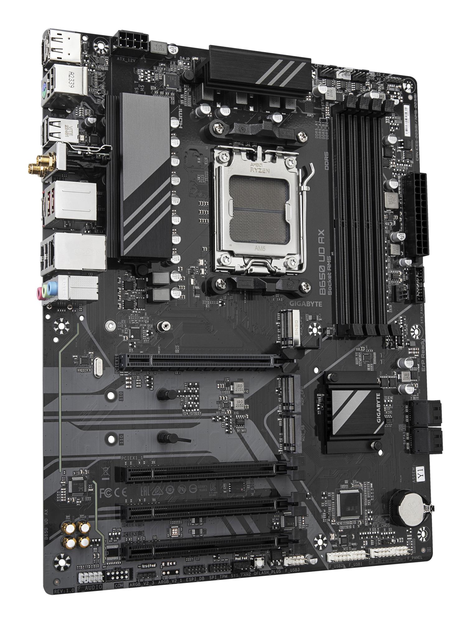 Mainboard GIGABYTE AMD B650 SAM5 ATX Memory DDR5 Memory slots 4 1xPCI-Express 16x 3xPCI-Express 3.0 16x 3xM.2 1xHDMI 1xDisplayPort 6xUSB 2.0 2xUSB 3.2 1xUSB-C 1xRJ45 3xAudio port B650UDAX1.0Y1 - Image 3