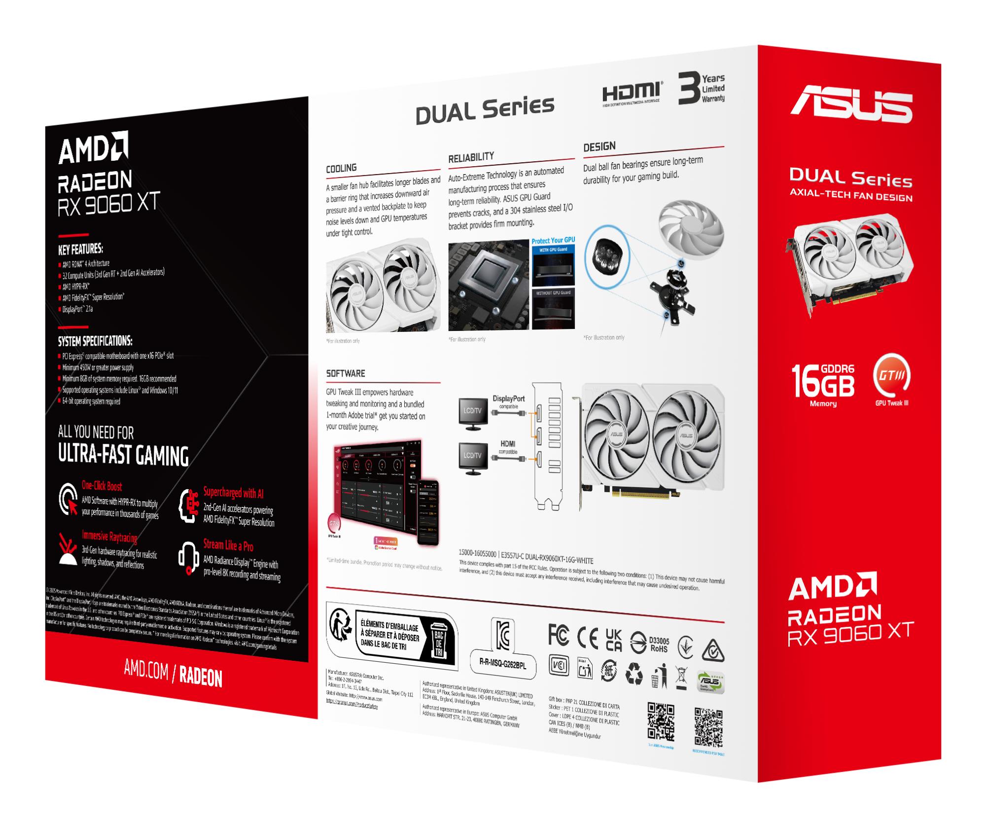 Graphics Card ASUS AMD Radeon RX 9060 XT 16 GB GDDR6 PCI Express 5.0 Active DUAL-RX9060XT-16G-WH - Image 17