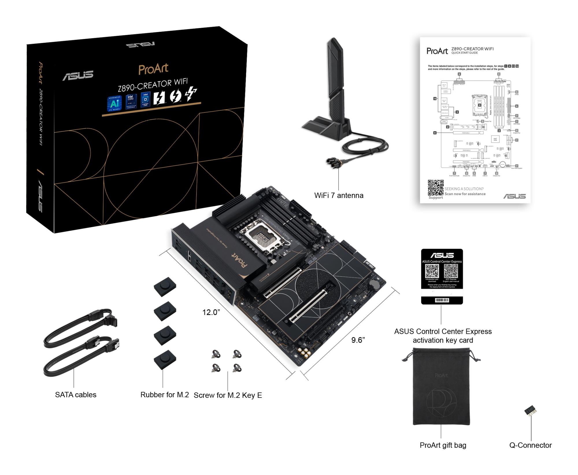 Mainboard ASUS Intel Z890 LGA1851 ATX Memory DDR5 Memory slots 4 1xPCI-Express 4.0 16x 2xPCI-Express 5.0 16x 5xM.2 1xHDMI 1xDisplayPort 1xAudio-In 1xAudio-Out 1xUSB 2.0 6xUSB 3.2 3xUSB-C w/Thunderbolt 1xRJ45 PROARTZ890-CREATORWIFI - Image 15