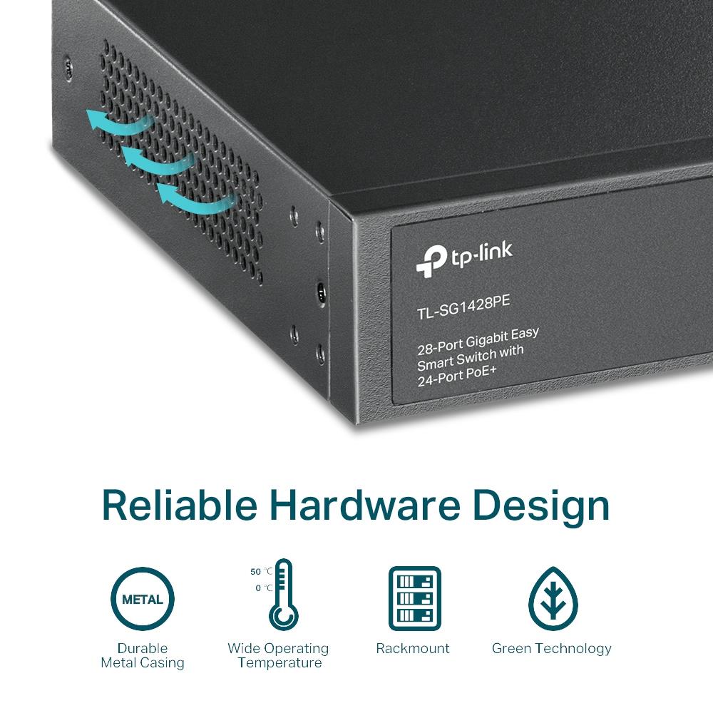 Switch TP-LINK Desktop/pedestal 28x10Base-T / 100Base-TX / 1000Base-T PoE+ ports 24 250 Watts TL-SG1428PE - Image 9