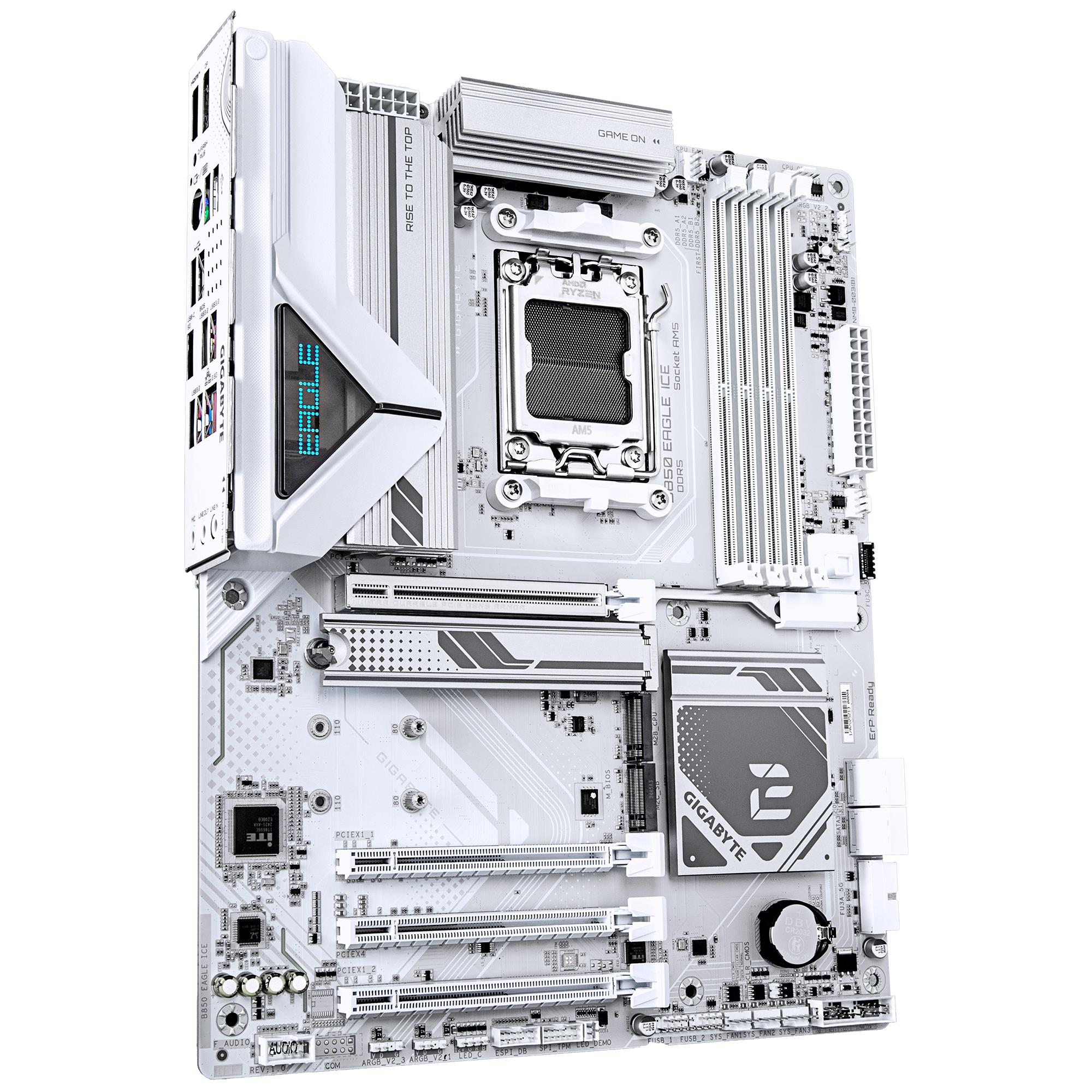 Mainboard GIGABYTE AMD B850 SAM5 ATX Memory DDR5 Memory slots 4 2xPCI-Express 3.0 1x 1xPCI-Express 4.0 4x 1xPCI-Express 5.0 16x 3xM.2 1xHDMI 1xDisplayPort 4xUSB 2.0 2xUSB 3.2 1xUSB-C 1xRJ45 3xAudio port B850EAGLEICE - Image 3