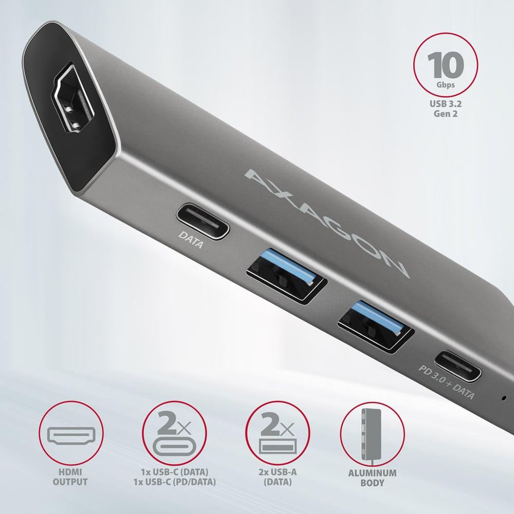 I/O HUB USB-C 5IN1/0.13M HMC-5G21 AXAGON - Image 2