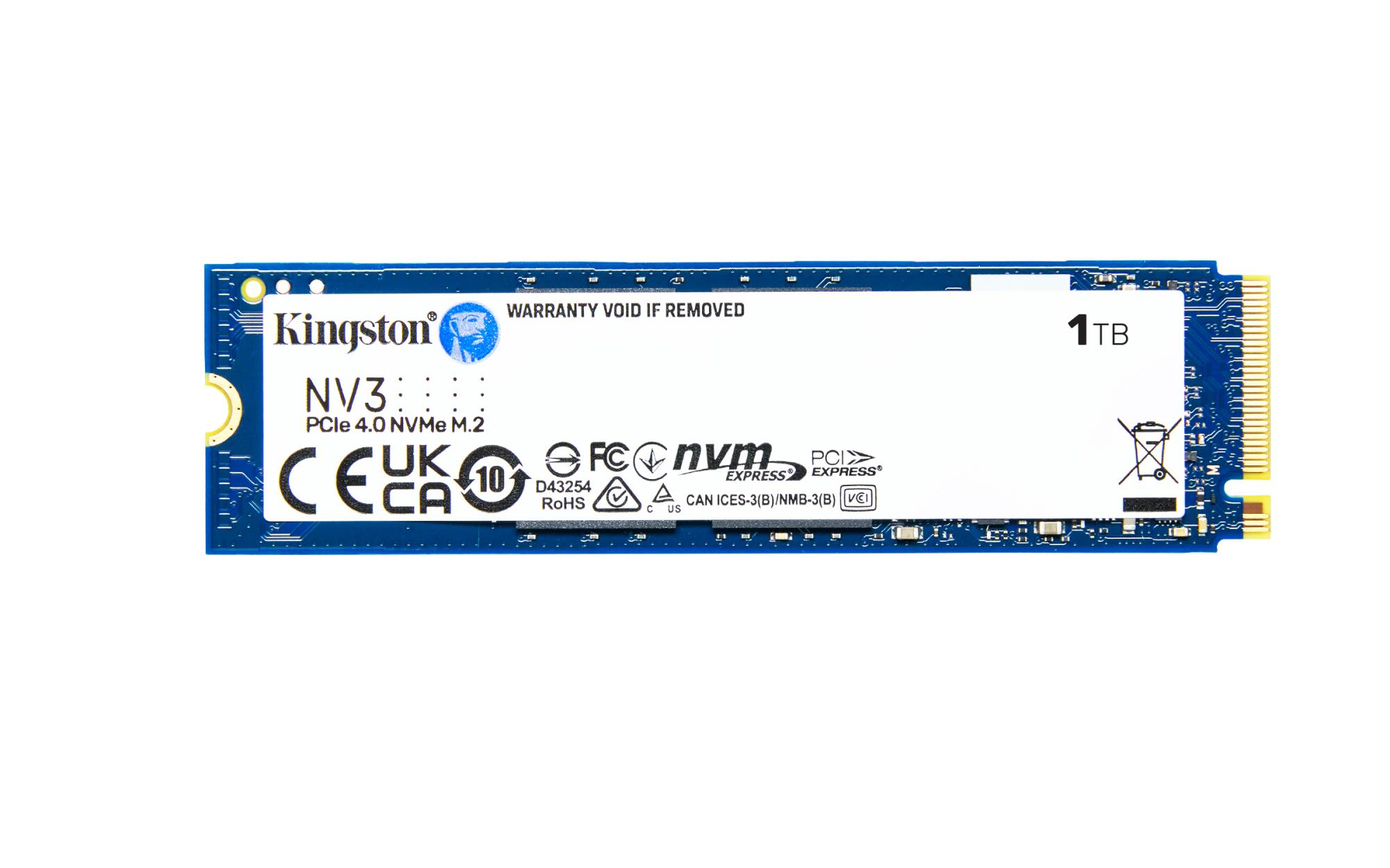 SSD KINGSTON NV3 1TB M.2 PCIE NVMe 3D NAND Write speed 4000 MBytes/sec Read speed 6000 MBytes/sec TBW 320 TB MTBF 200000 hours SNV3S/1000G - Image 3