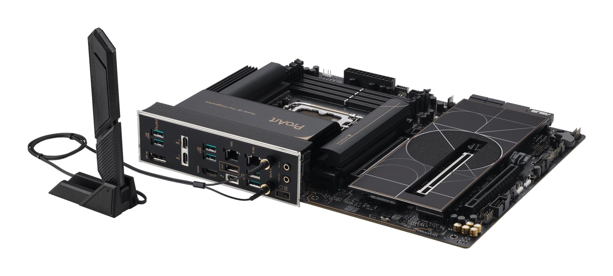 Mainboard ASUS Intel Z890 LGA1851 ATX Memory DDR5 Memory slots 4 1xPCI-Express 4.0 16x 2xPCI-Express 5.0 16x 5xM.2 1xHDMI 1xDisplayPort 1xAudio-In 1xAudio-Out 1xUSB 2.0 6xUSB 3.2 3xUSB-C w/Thunderbolt 1xRJ45 PROARTZ890-CREATORWIFI - Image 8