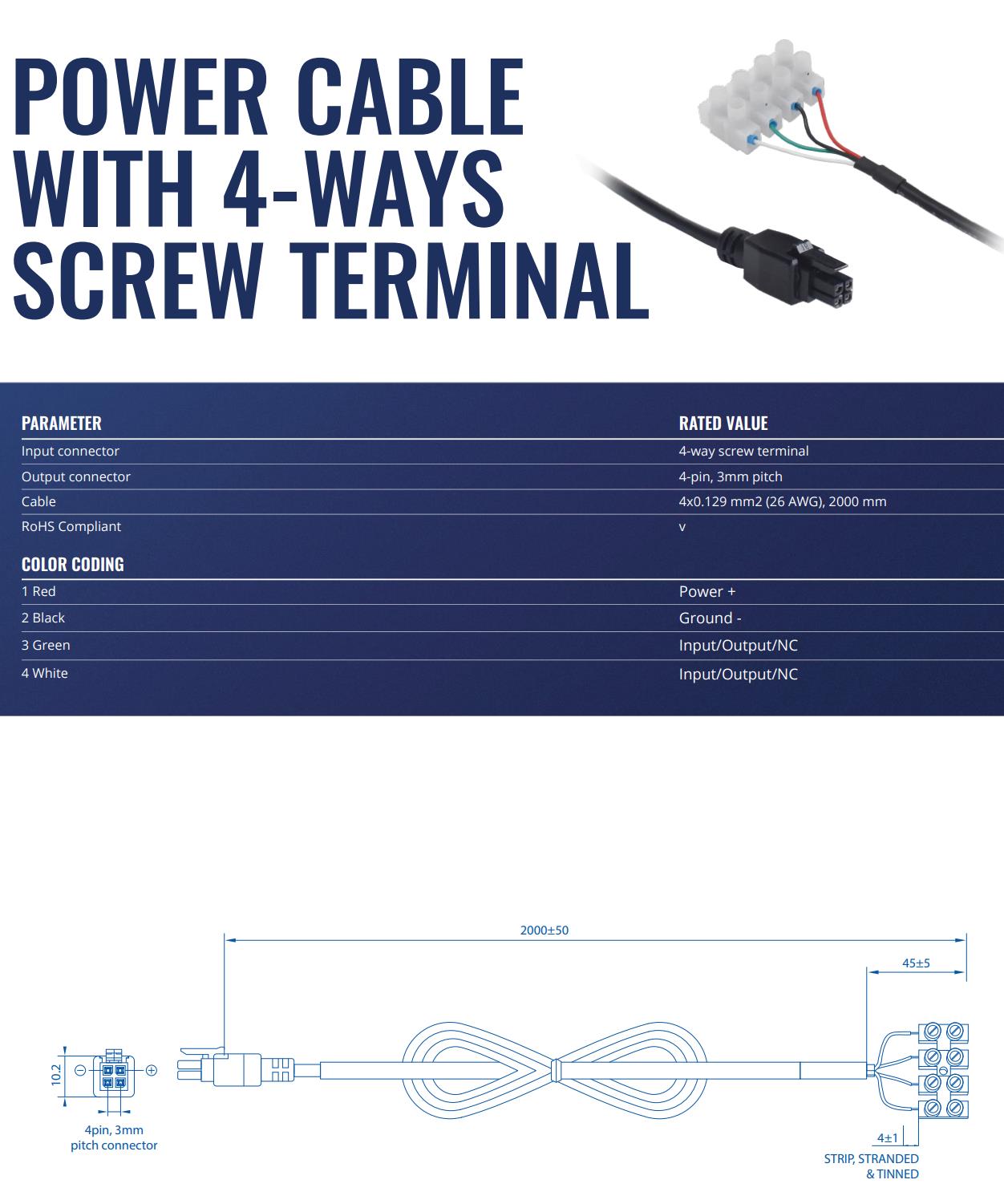 NET ACC POWER CABLE 4WAY SCREW/TERMINAL PR2FK20M TELTONIKA - Image 3