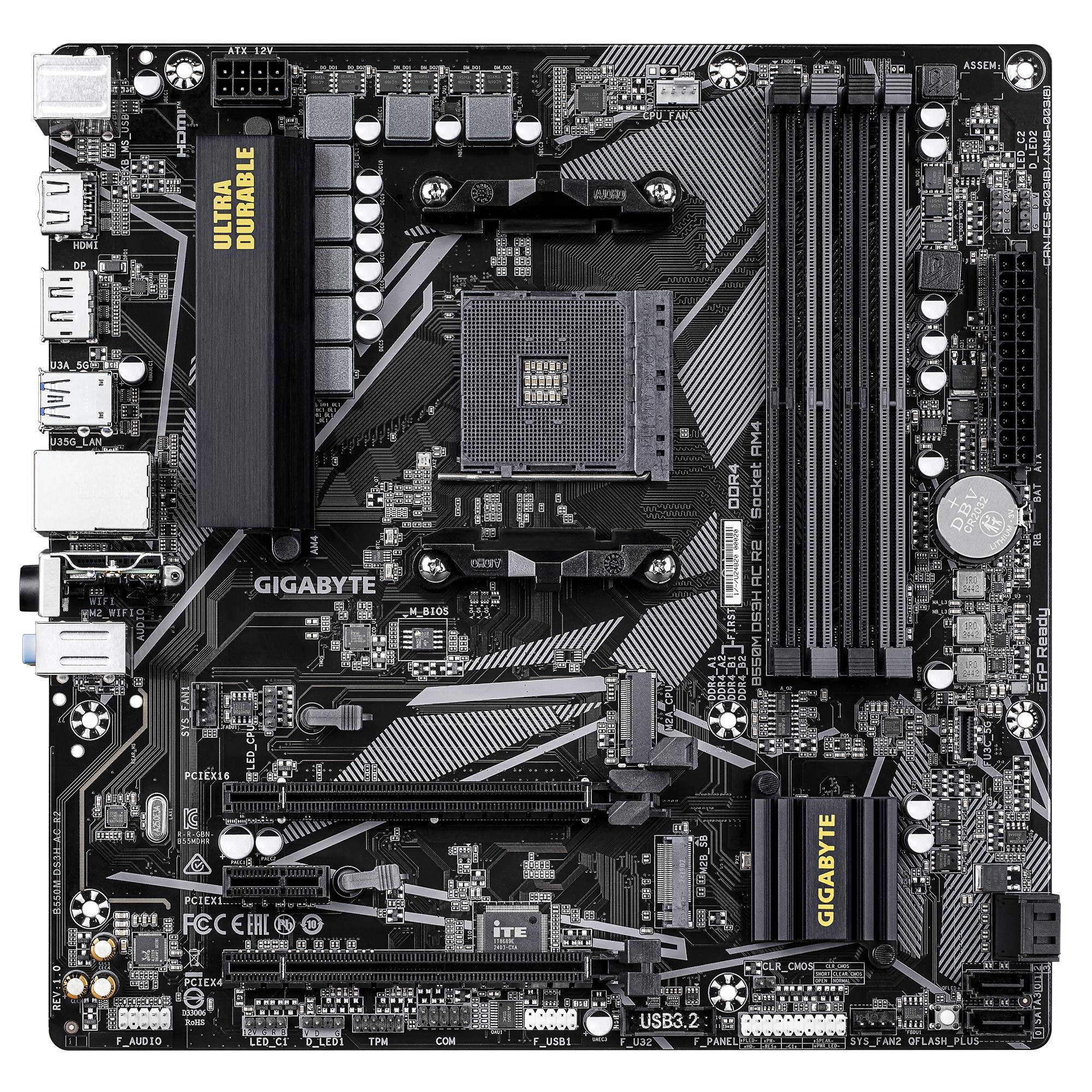 Mainboard GIGABYTE AMD B550 SAM4 Micro-ATX Memory DDR4 Memory slots 4 B550MDS3HACR2 - Image 3