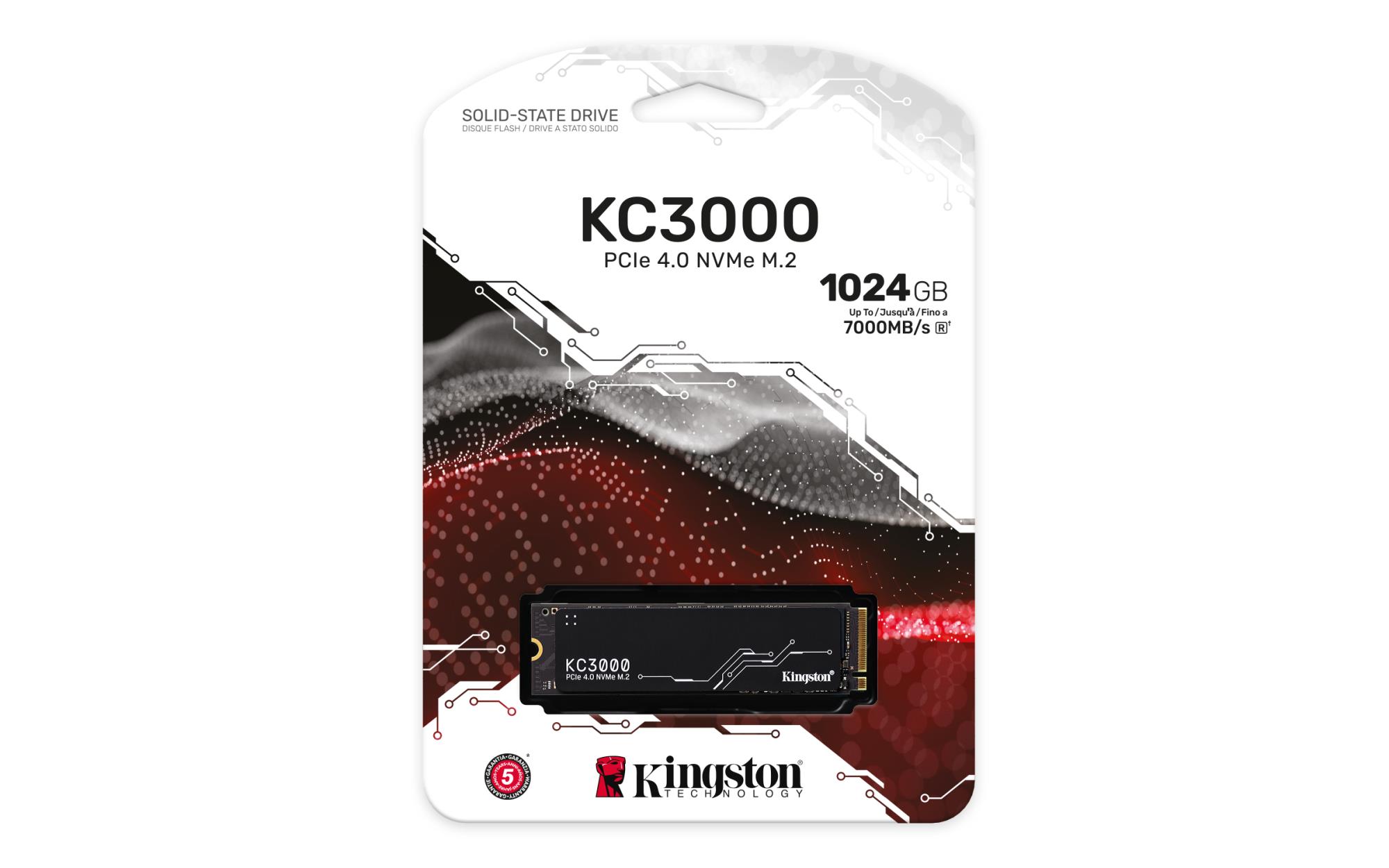 SSD KINGSTON KC3000 1TB M.2 NVMe 3D TLC Write speed 6000 MBytes/sec Read speed 7000 MBytes/sec TBW 800 TB MTBF 1800000 hours SKC3000S/1024G - Image 4