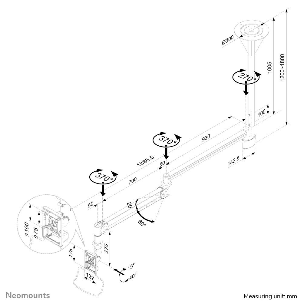 TV SET ACC CEILING MOUNT MED./10-24" FPMA-HAC100HC NEOMOUNTS - Image 7
