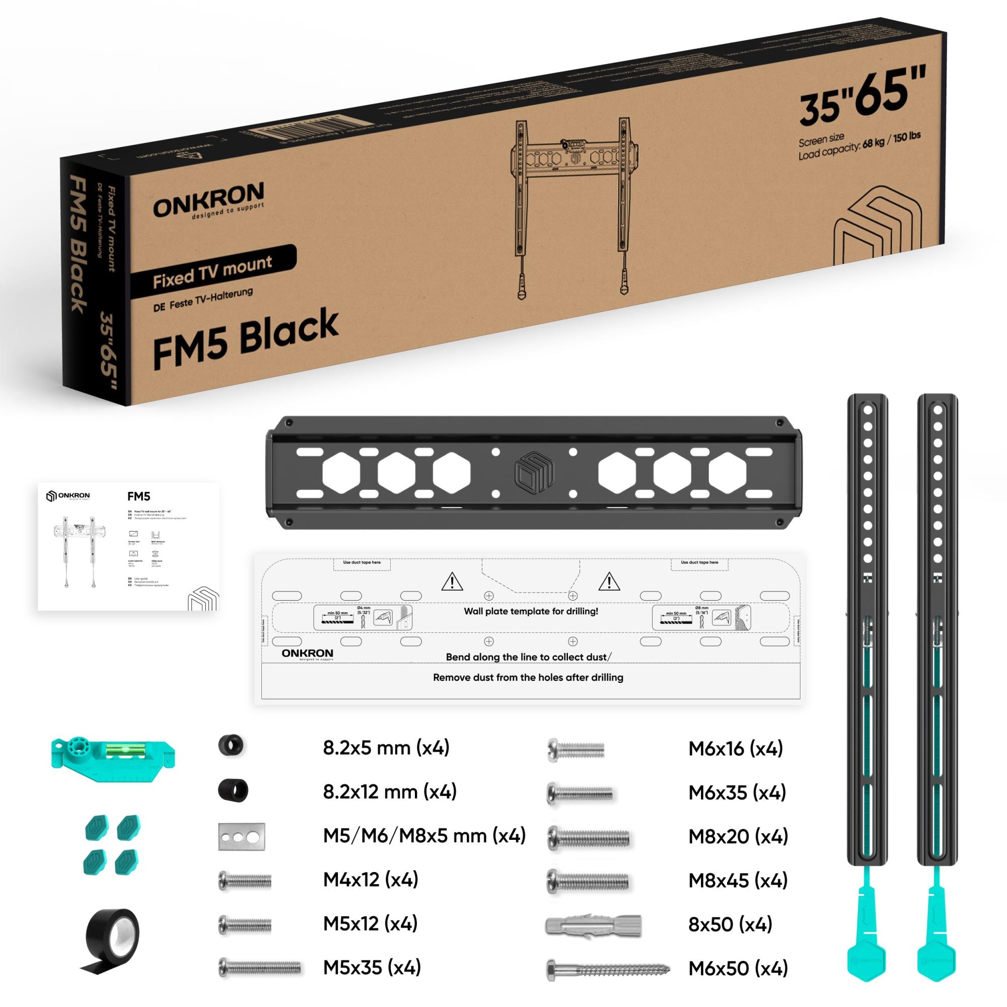 TV SET ACC WALL MOUNT /35-65"/BLACK FM5-B ONKRON - Image 9
