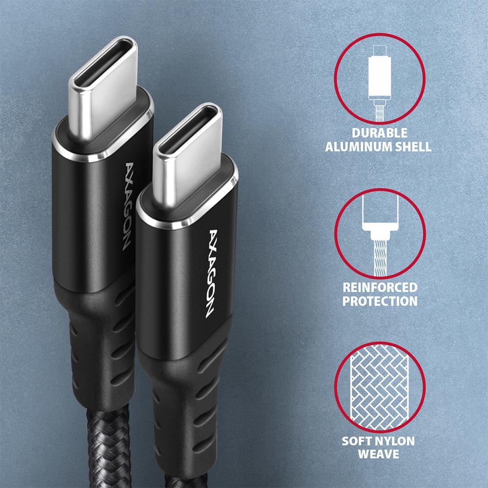 CABLE USB-C TO USB-C 1.5M 60W/HQ BLACK BUCM-CM15AB AXAGON - Image 6