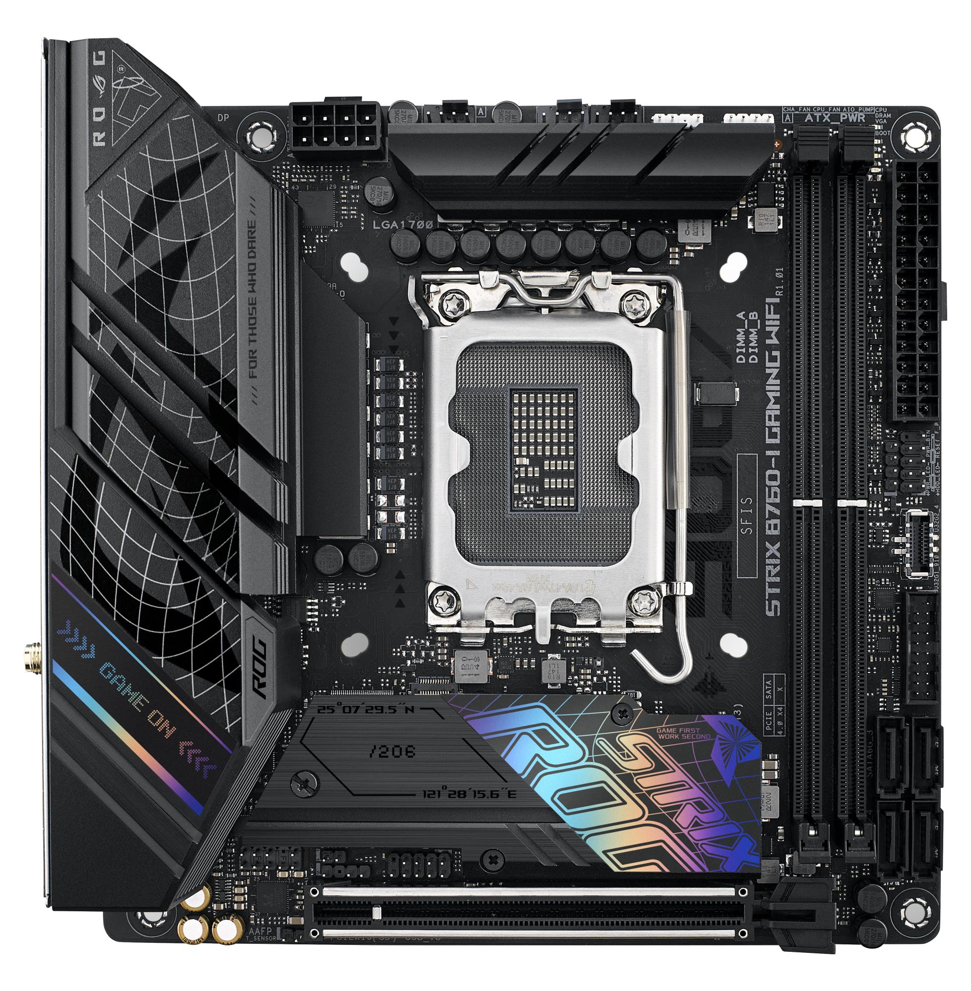 Mainboard ASUS Intel B760 Express LGA1700 Mini-ITX Memory DDR5 Memory slots 2 1xPCI-Express 5.0 16x 2xM.2 1xHDMI 1xDisplayPort 3xUSB 2.0 3xUSB 3.2 2xUSB-C 1xRJ45 5xAudio port STRIXB760-IGAMINGWIFI - Image 5