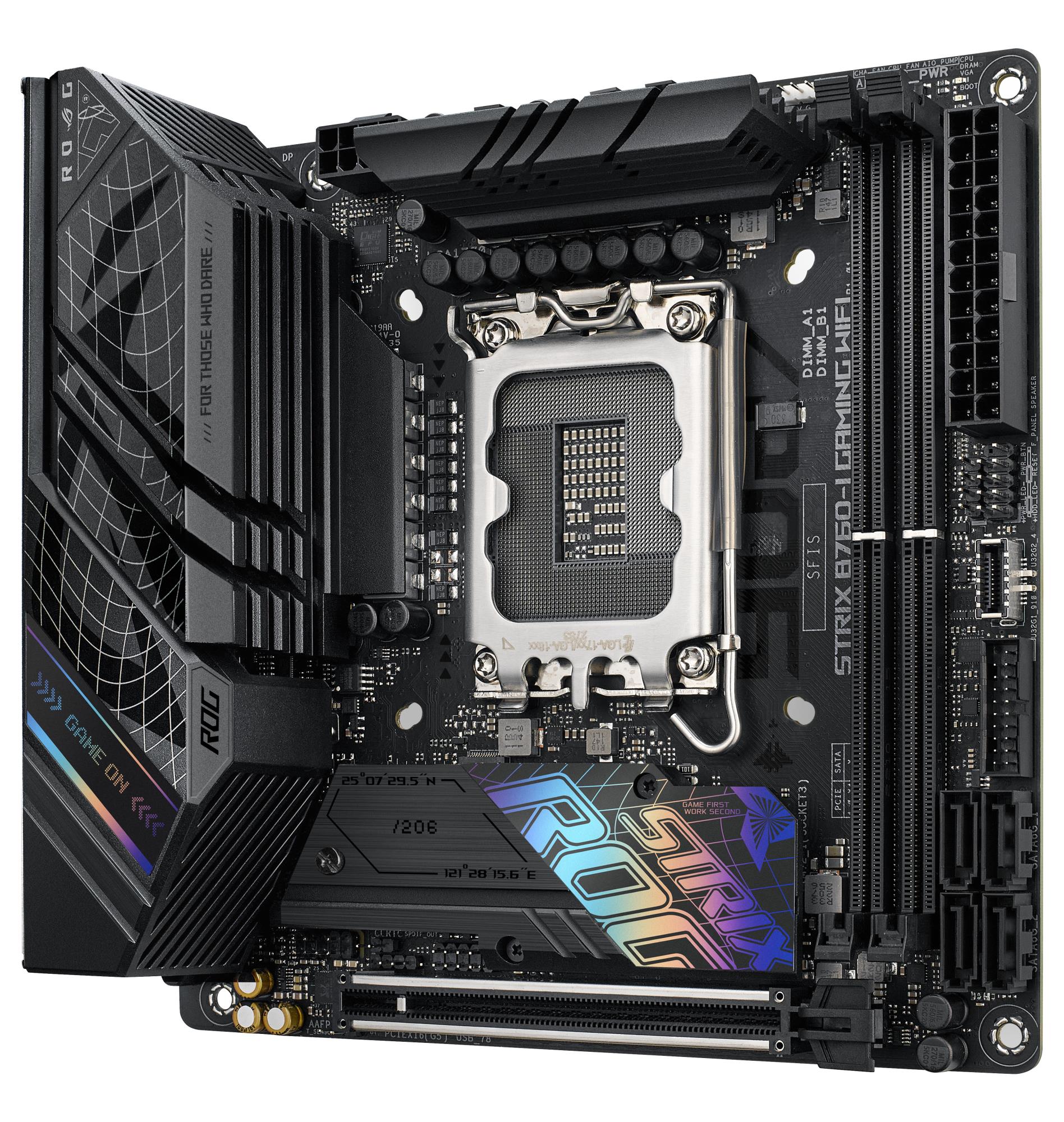 Mainboard ASUS Intel B760 Express LGA1700 Mini-ITX Memory DDR5 Memory slots 2 1xPCI-Express 5.0 16x 2xM.2 1xHDMI 1xDisplayPort 3xUSB 2.0 3xUSB 3.2 2xUSB-C 1xRJ45 5xAudio port STRIXB760-IGAMINGWIFI - Image 7