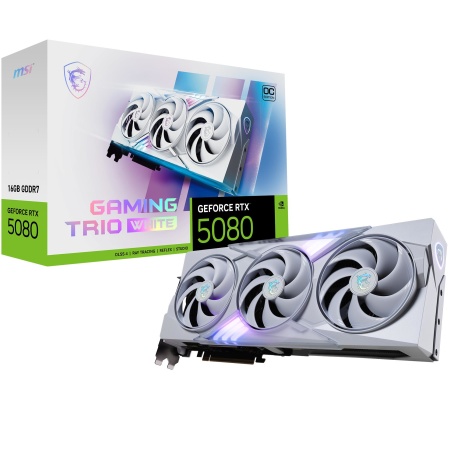 Graphics Card MSI NVIDIA GeForce RTX 5080 16 GB GDDR7 256 bit PCIE 5.0 16x Dual Slot Fansink 1xHDMI 3xDisplayPort 508016GGAMTRIOOCWHI