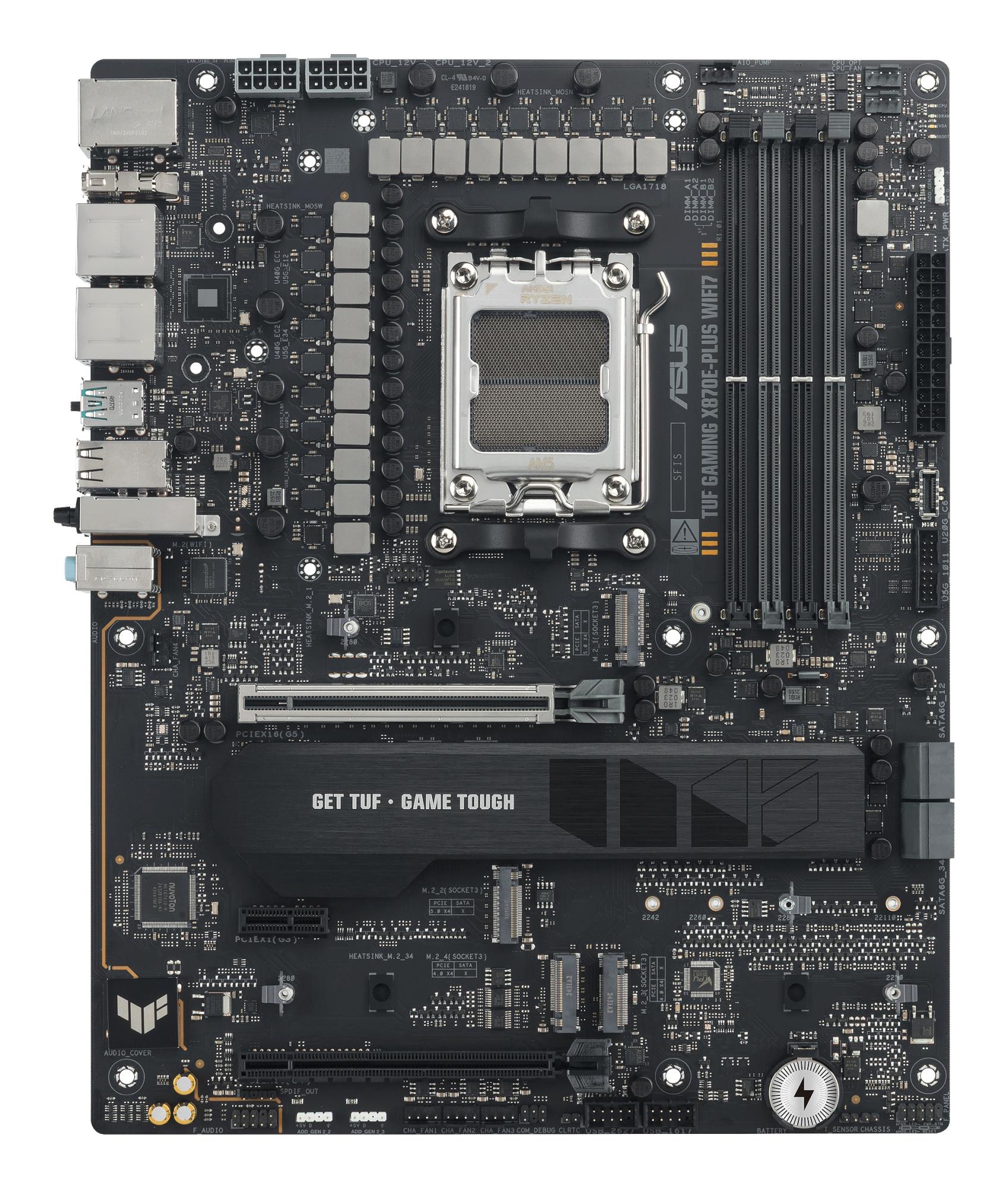 Mainboard ASUS AMD X870E SAM5 ATX Memory DDR5 Memory slots 4 1xPCI-Express 3.0 1x 1xPCI-Express 4.0 16x 1xPCI-Express 5.0 16x 4xM.2 1xHDMI 4xUSB 2.0 7xUSB 3.2 2xUSB-C 1xRJ45 3xAudio port TUFGAMX870E-PLUSWIFI7 - Image 12