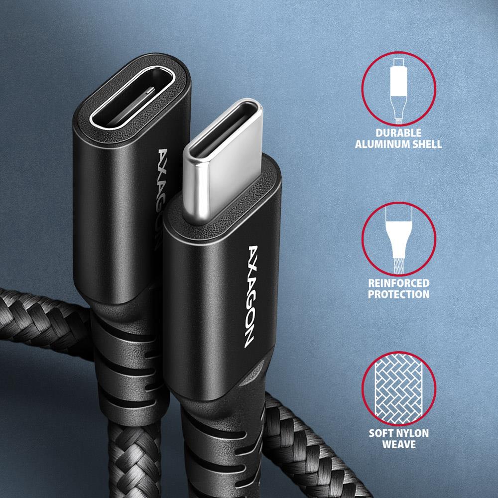 CABLE USB-C EXTENSION 1M/BLACK BUCM32-CF10AB AXAGON - Image 5