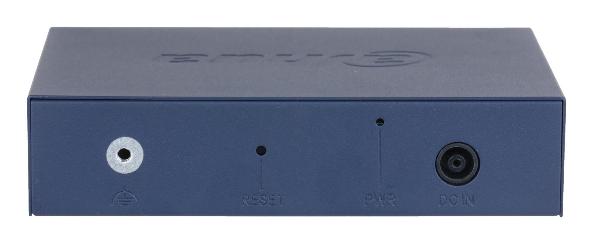 Switch DAHUA DH-CS4005-4ET1GT-36 Switch layer L2 4xRJ-45 ports RJ-45 Ports Type Fast Ethernet (10/100) 1xGigabit Ethernet (copper) ports quantity 4xPower over Ethernet (PoE) ports quantity Total Power over Ethernet (PoE) budget 36 W CS4005-4ET1GT-36 - Image 4