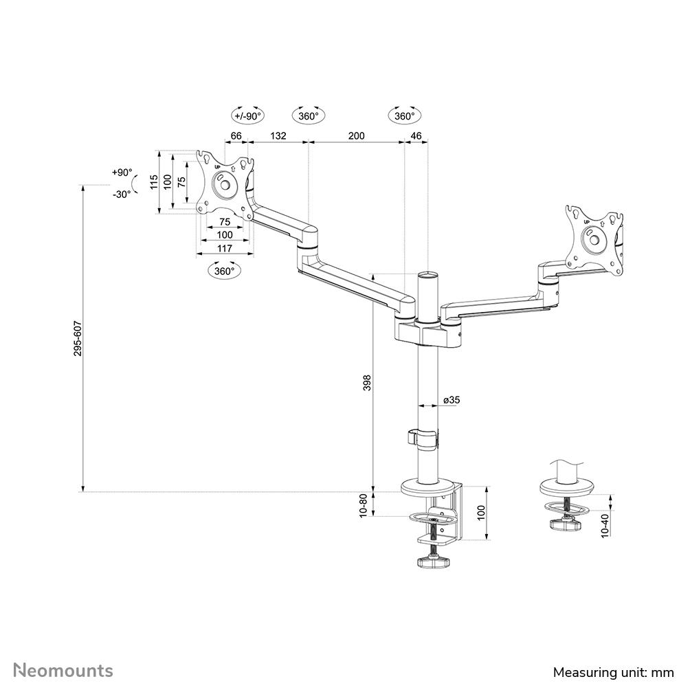 MONITOR ACC DESK MOUNT 17-27''/DUAL DS60-425WH2 NEOMOUNTS - Image 21