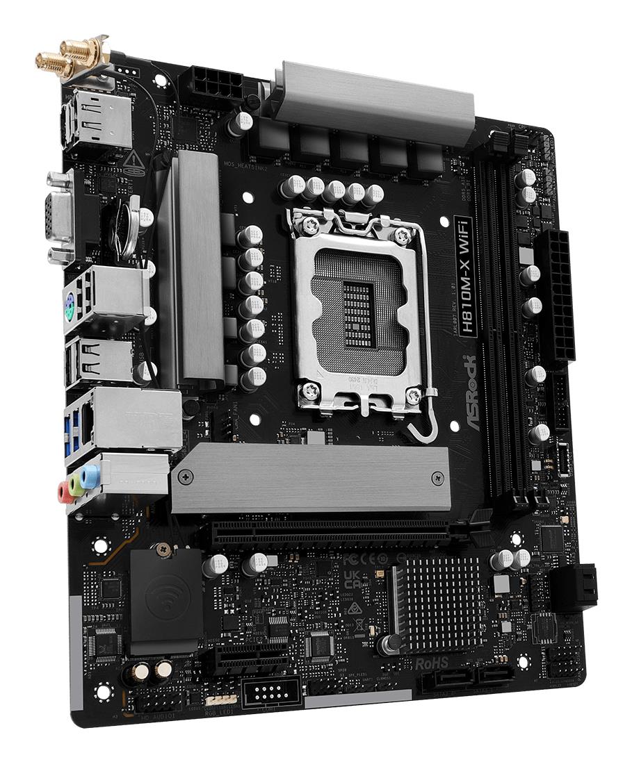 Mainboard ASROCK Intel H810 LGA 1851 (Socket V1) micro ATX RAM DDR5-SDRAM 2xSlots Wi-Fi Yes Bluetooth Yes 1xNumber of M.2 (M) slots H810M-XWIFI - Image 4