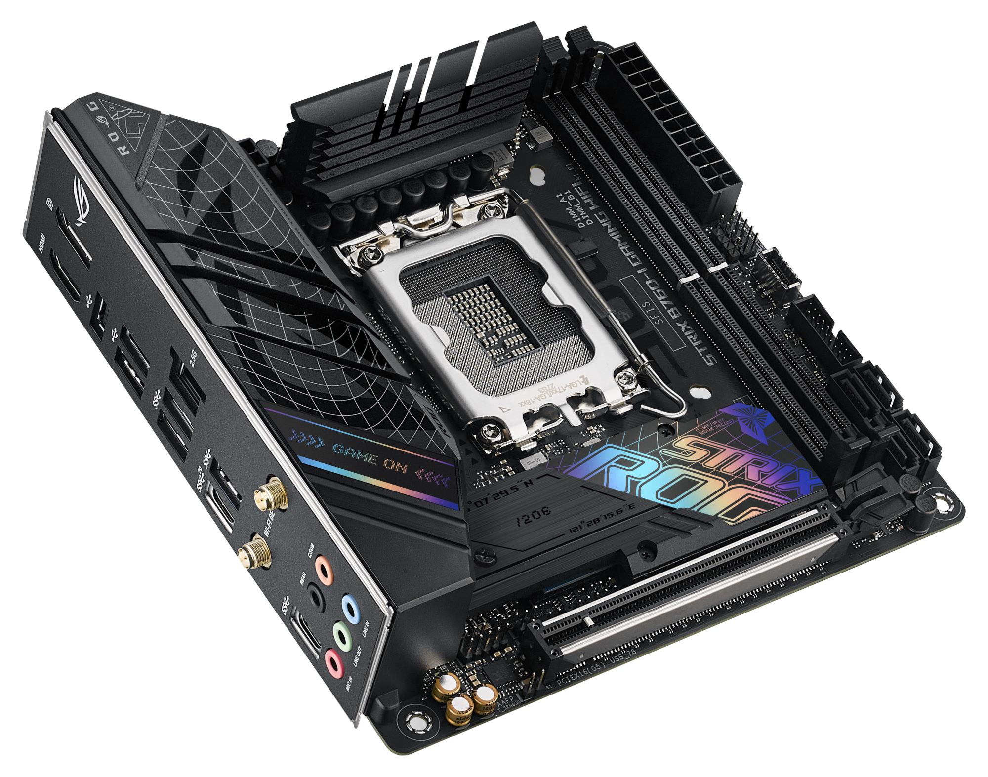 Mainboard ASUS Intel B760 Express LGA1700 Mini-ITX Memory DDR5 Memory slots 2 1xPCI-Express 5.0 16x 2xM.2 1xHDMI 1xDisplayPort 3xUSB 2.0 3xUSB 3.2 2xUSB-C 1xRJ45 5xAudio port STRIXB760-IGAMINGWIFI - Image 10