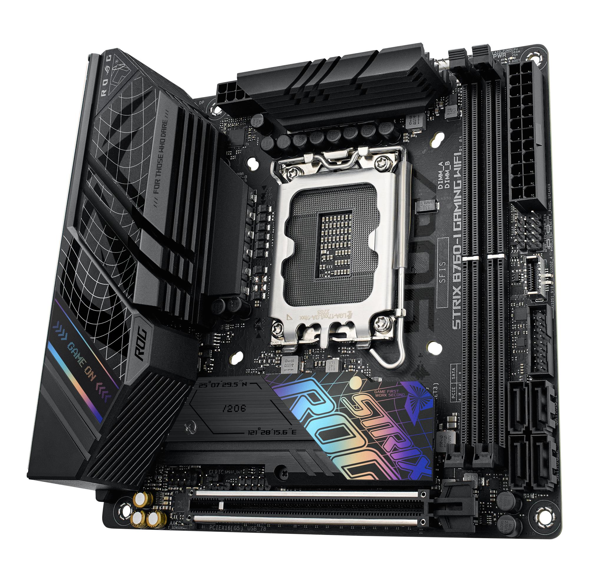 Mainboard ASUS Intel B760 Express LGA1700 Mini-ITX Memory DDR5 Memory slots 2 1xPCI-Express 5.0 16x 2xM.2 1xHDMI 1xDisplayPort 3xUSB 2.0 3xUSB 3.2 2xUSB-C 1xRJ45 5xAudio port STRIXB760-IGAMINGWIFI - Image 9