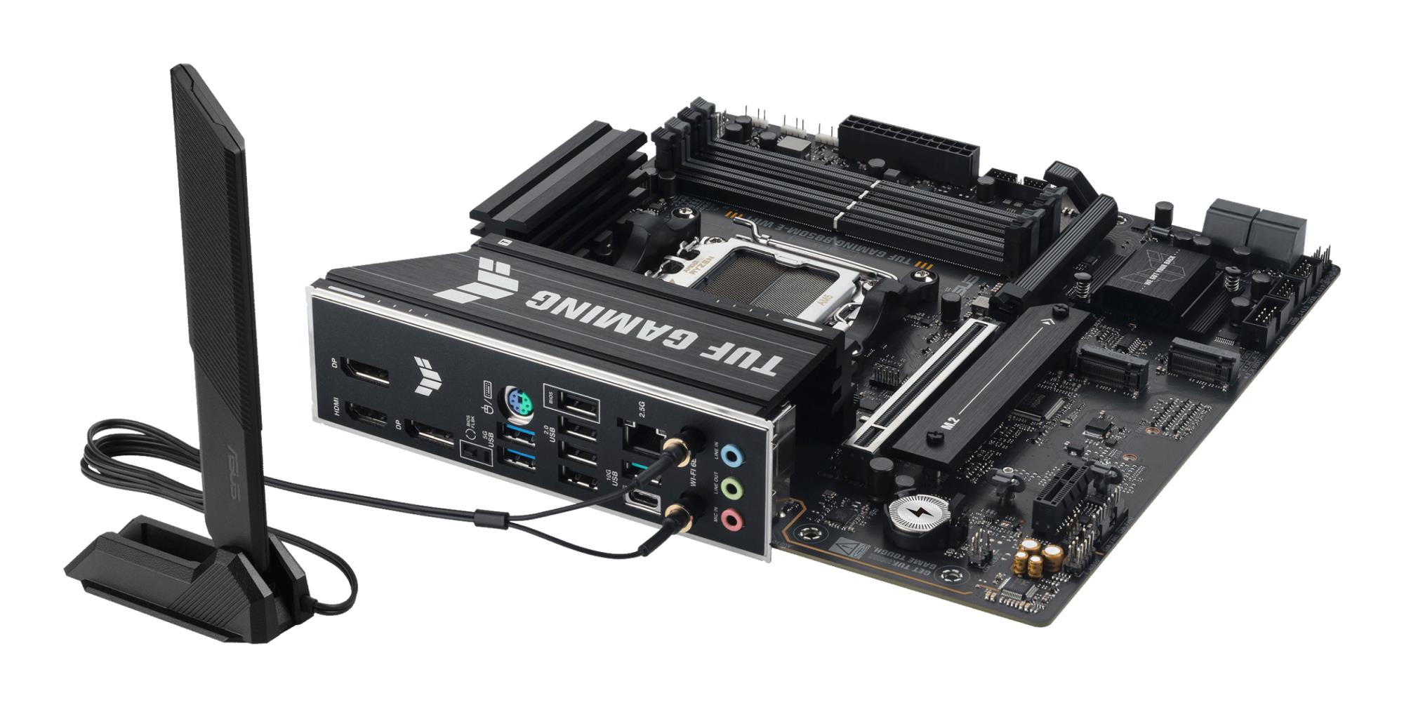 Mainboard ASUS AMD B850 SAM5 Micro-ATX Memory DDR5 Memory slots 4 1xPCI-Express 4.0 1x 1xPCI-Express 4.0 16x 1xPCI-Express 5.0 16x 3xM.2 1xHDMI 2xDisplayPort 4xUSB 2.0 2xUSB 3.2 2xUSB-C 1xPS/2 1xRJ45 3xAudio port TUFGAMINGB850M-EWIFI - Image 9