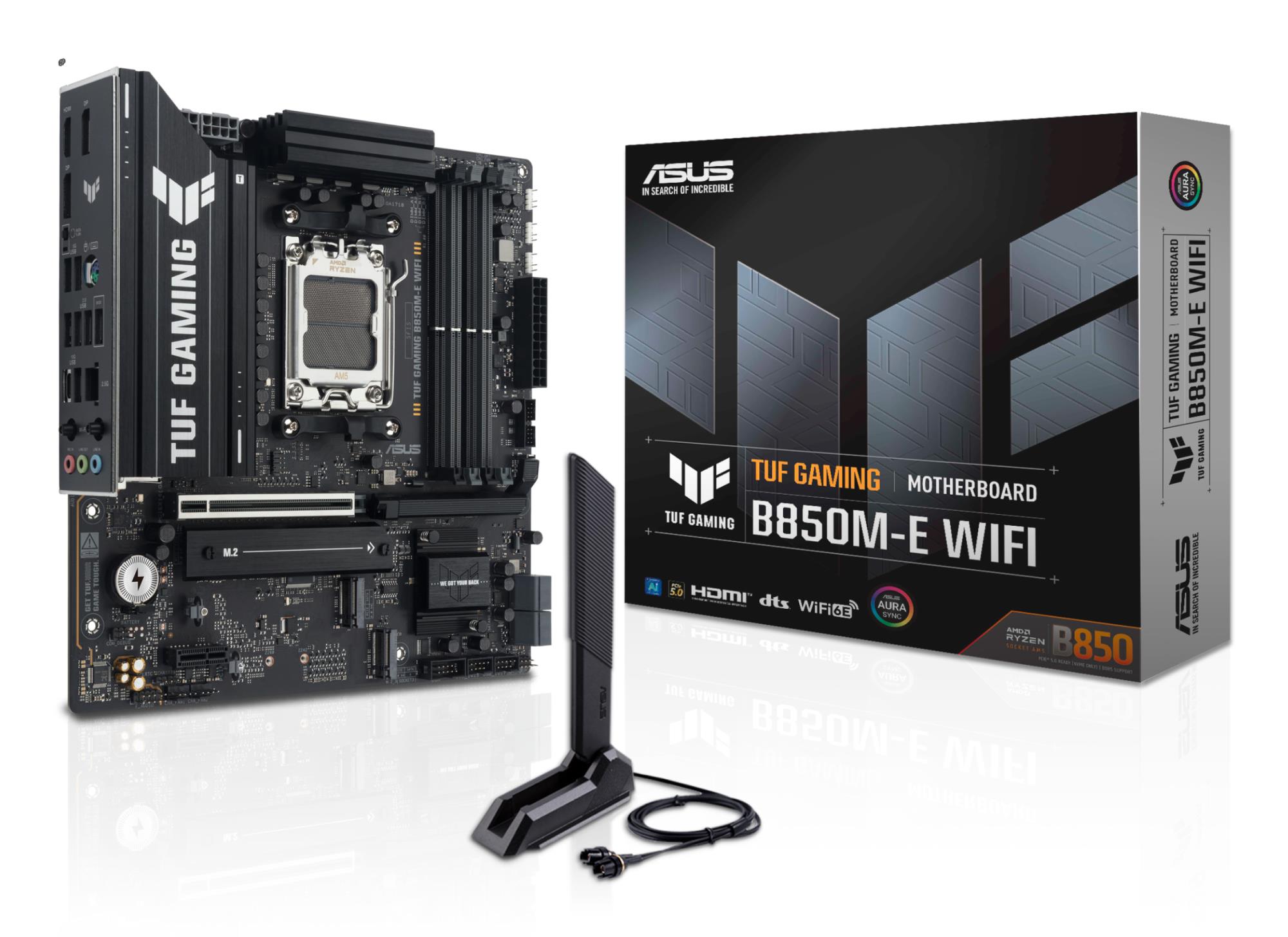 Mainboard ASUS AMD B850 SAM5 Micro-ATX Memory DDR5 Memory slots 4 1xPCI-Express 4.0 1x 1xPCI-Express 4.0 16x 1xPCI-Express 5.0 16x 3xM.2 1xHDMI 2xDisplayPort 4xUSB 2.0 2xUSB 3.2 2xUSB-C 1xPS/2 1xRJ45 3xAudio port TUFGAMINGB850M-EWIFI - Image 3