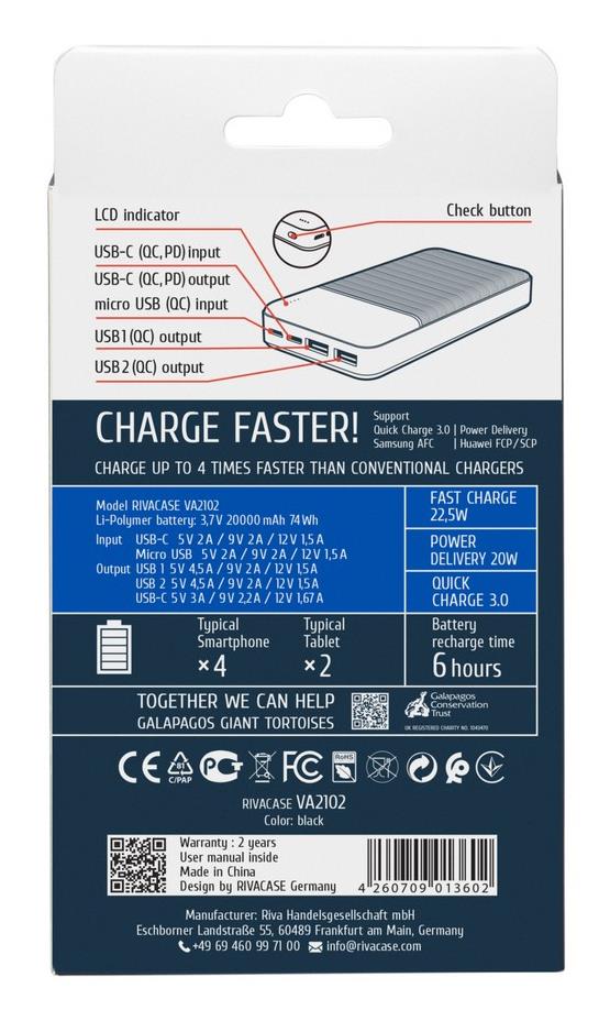 POWER BANK USB 20000MAH/VA2102 BLACK RIVACASE - Image 17