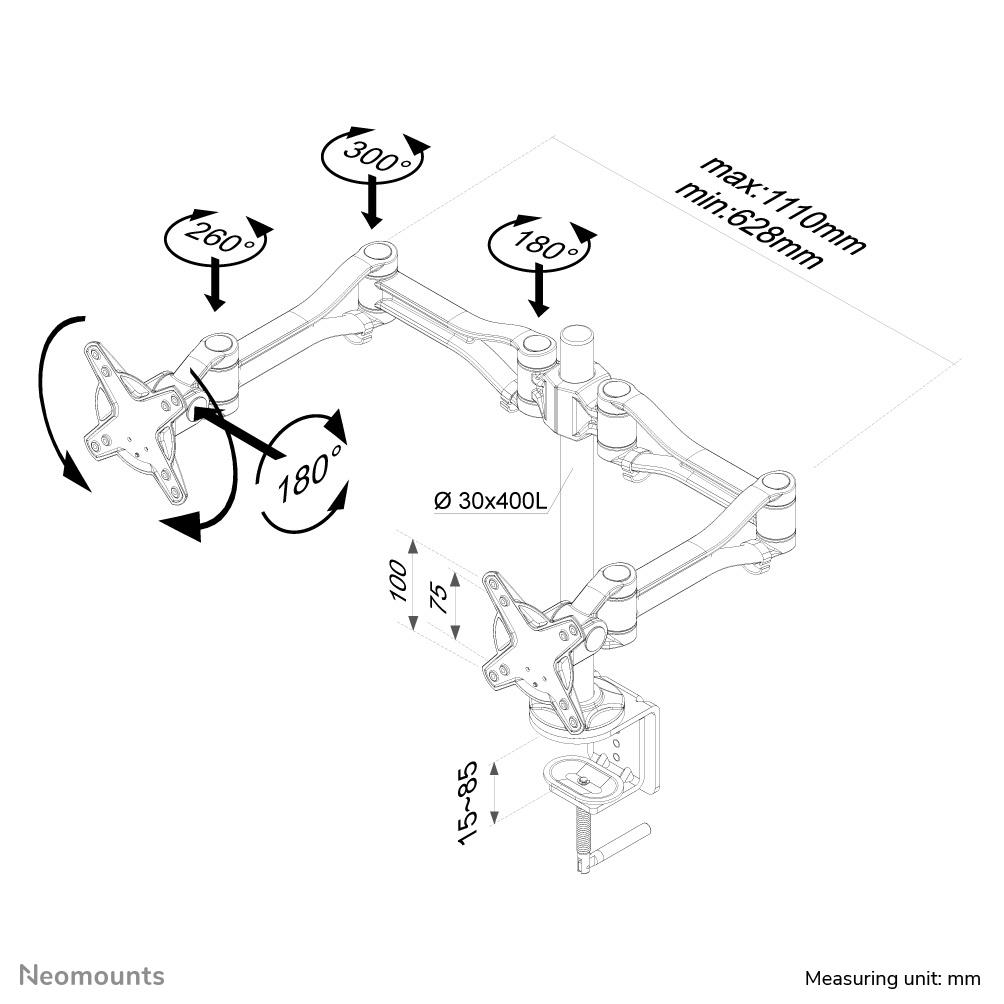TV SET ACC DESK MOUNT SILVER/10-24" FPMA-D1030D NEOMOUNTS - Image 5