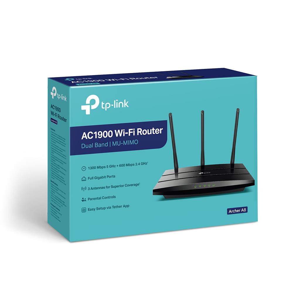 Wireless Router TP-LINK Router 1900 Mbps 1 WAN 4x10/100/1000M Number of antennas 3 ARCHERA8 - Image 9